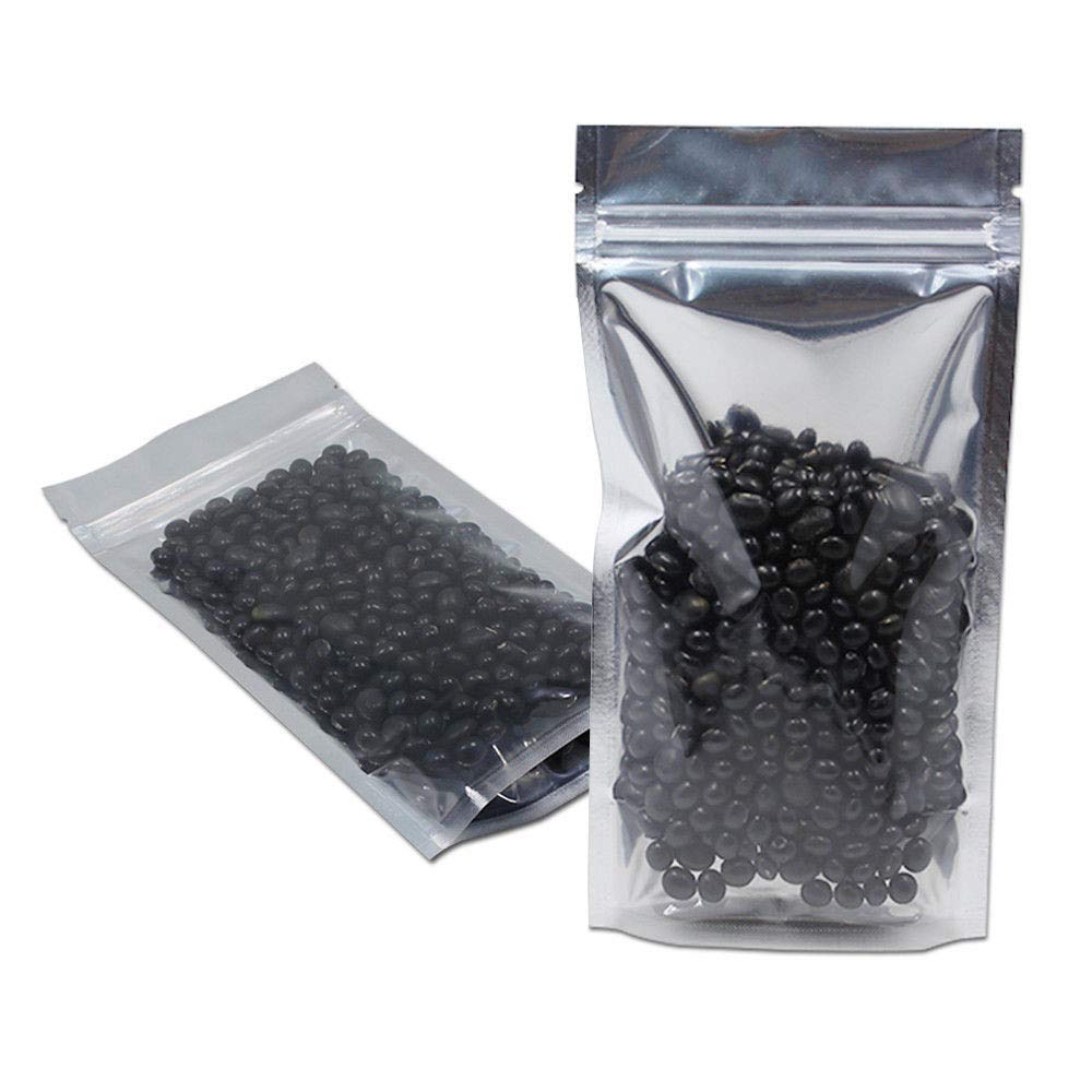 Resealable Stand Up Pouch with Ziplock - 500 Pack (6x10 Inch) Pure Aluminum Foil Food Storage Bags for Coffee, Snacks & Dry Goods | Airtight, Reusable & Clear Front Packaging for Home, Kitchen & Commercial Use