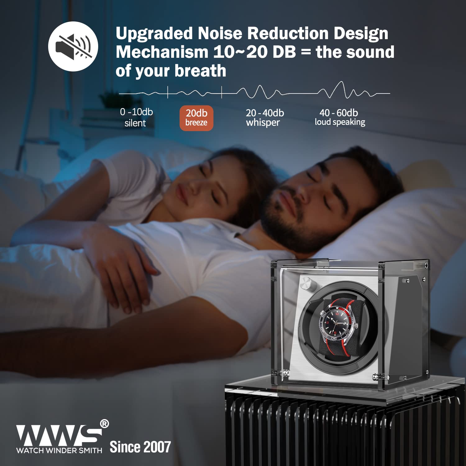 Premium Single Automatic Watch Winder Box - Quiet Motor with 4 Rotation Modes (Grey) | Perfect for Watch Collectors & Luxury Timepiece Storage | Home Office & Travel Use