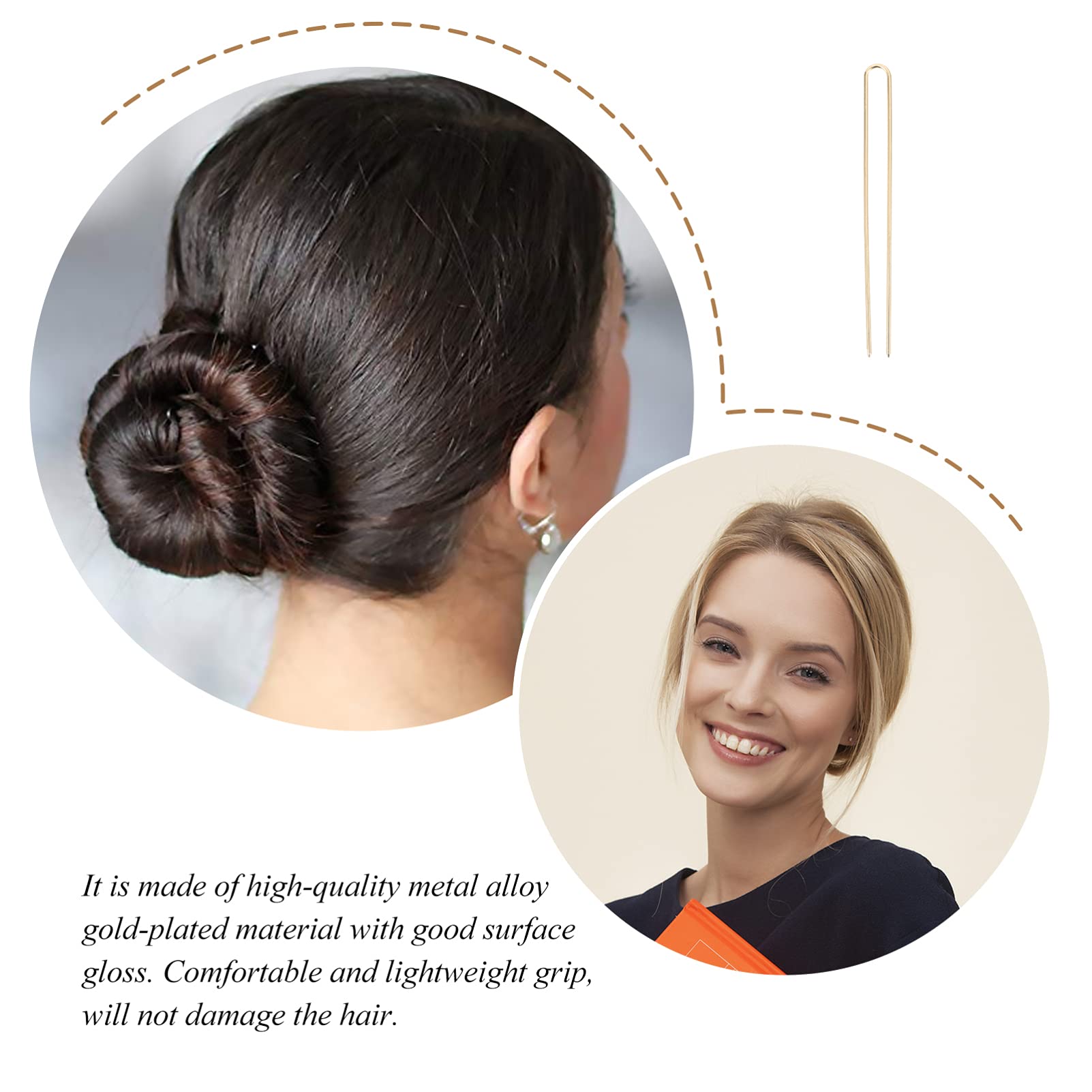 Beaupretty 10pcs U Shaped Bobby Pins - Golden Hair Clips for Buns, Updos & Wedding Hairstyles | Bridal Hair Accessories for Women (Hair Forks Included)