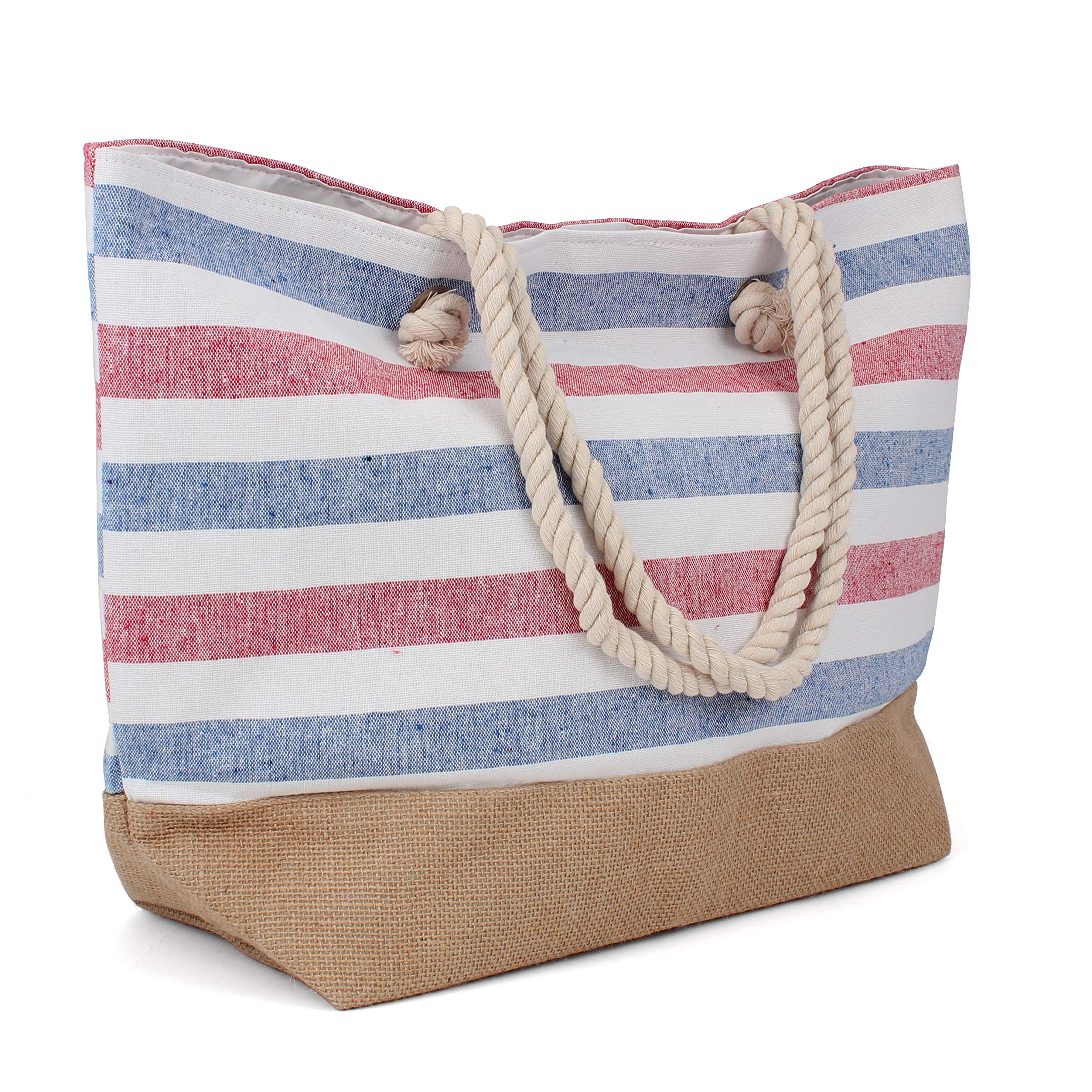 Rutledge & King Large Beach Tote Bag with Rope Handles - Stylish & Spacious Summer Tote for Women - Perfect for Beach, Pool, Travel & Shopping