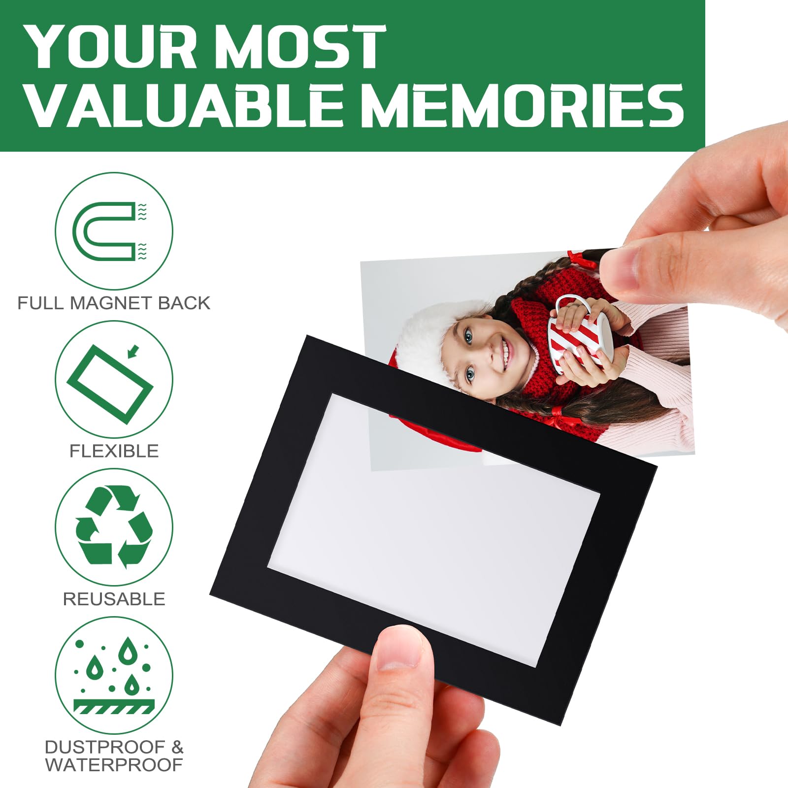 Soaoo 60 Pcs Magnetic Photo Frames - 2.5 x 3.5 Inches Reusable Wallet Size Picture Holders for Refrigerator, Cabinet, Office & Classroom - Black Magnetic Photo Sleeves for Displaying Family Photos, Artwork and Memorable Moments