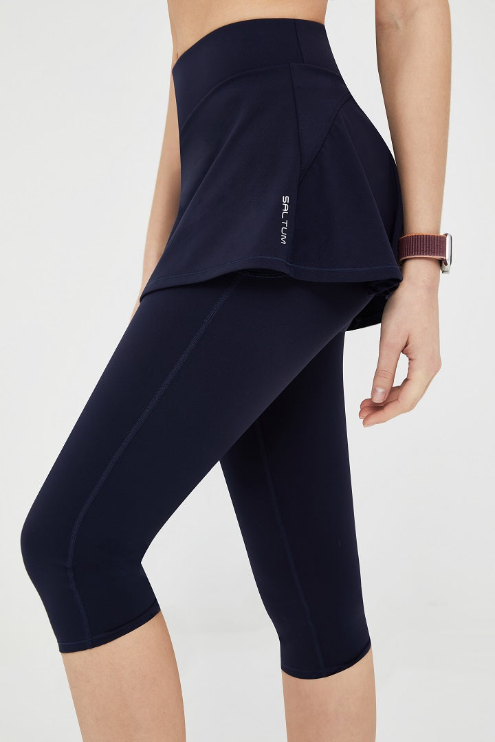 FlexEase™ High Waist Skirted Capri Leggings for Women - Tummy Control Workout Yoga Pants - Comfortable Stretchy Athletic Leggings for Running, Gym & Lounge Wear