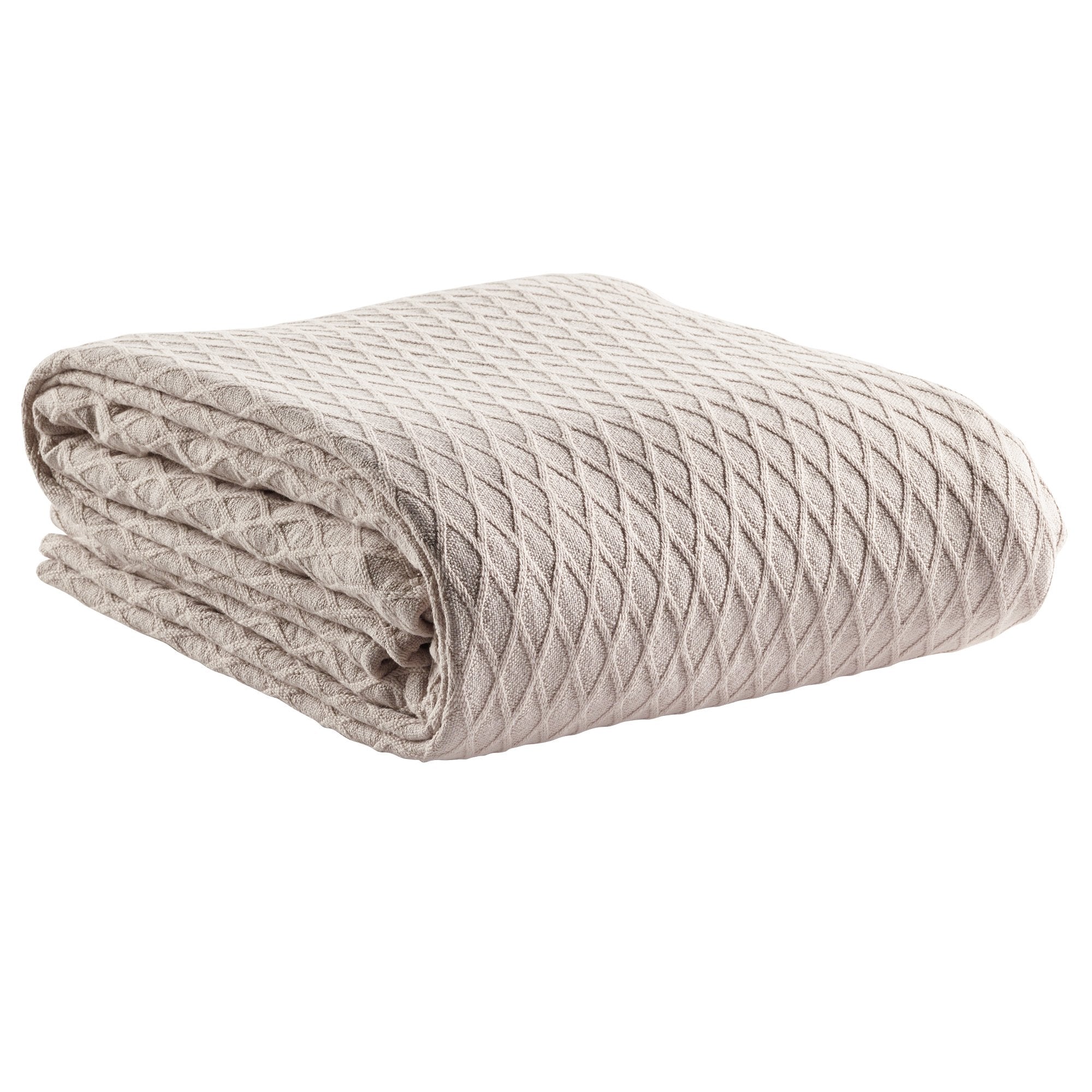 Premium Bianca Gosford Stone Cotton Blanket - Soft Breathable All-Season Throw - Perfect for Bed, Sofa & Travel Use