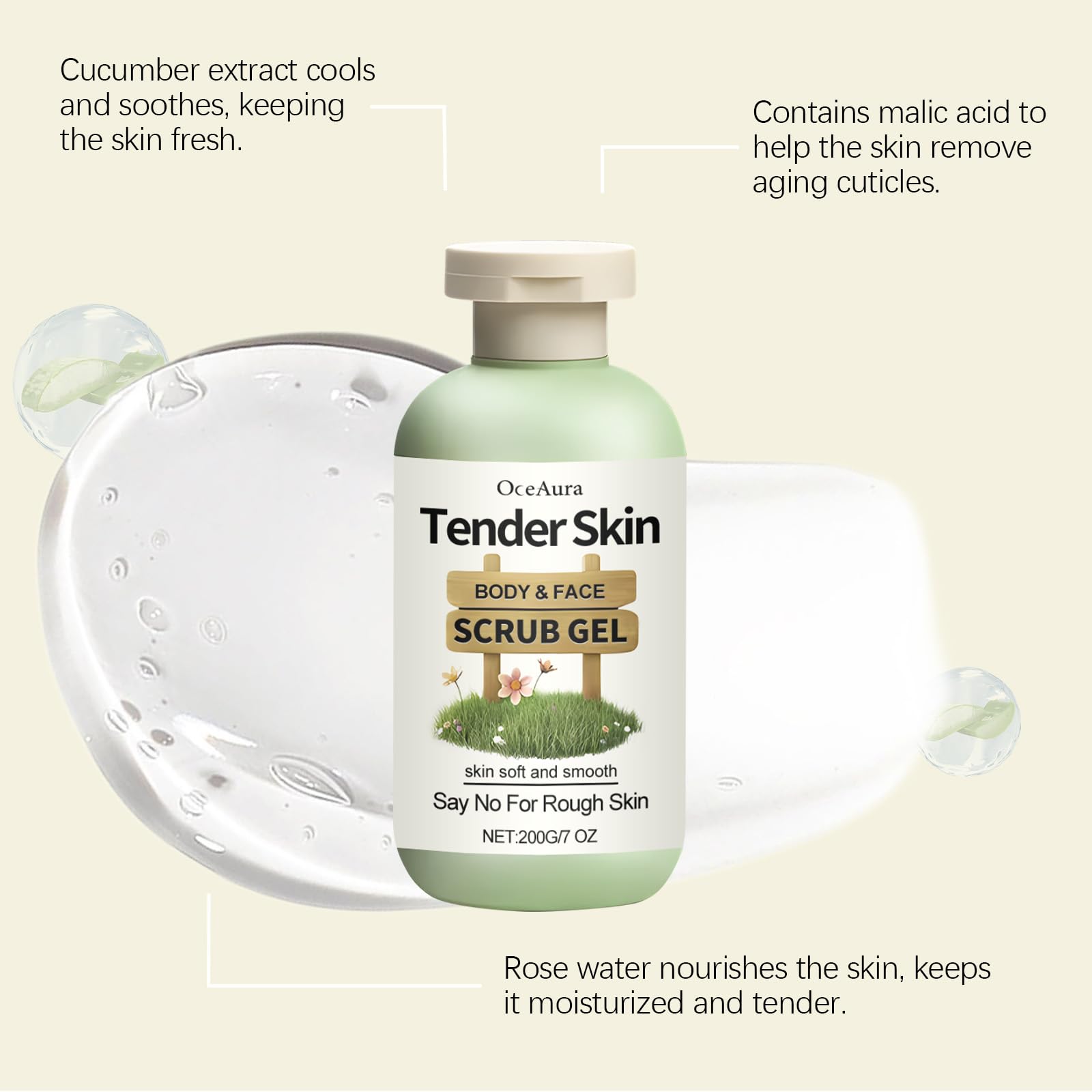 Gentle Exfoliating Body & Face Scrub Gel - Deep Cleansing, Softening & Moisturizing for Smooth Skin | Perfect for Shower & Spa Days