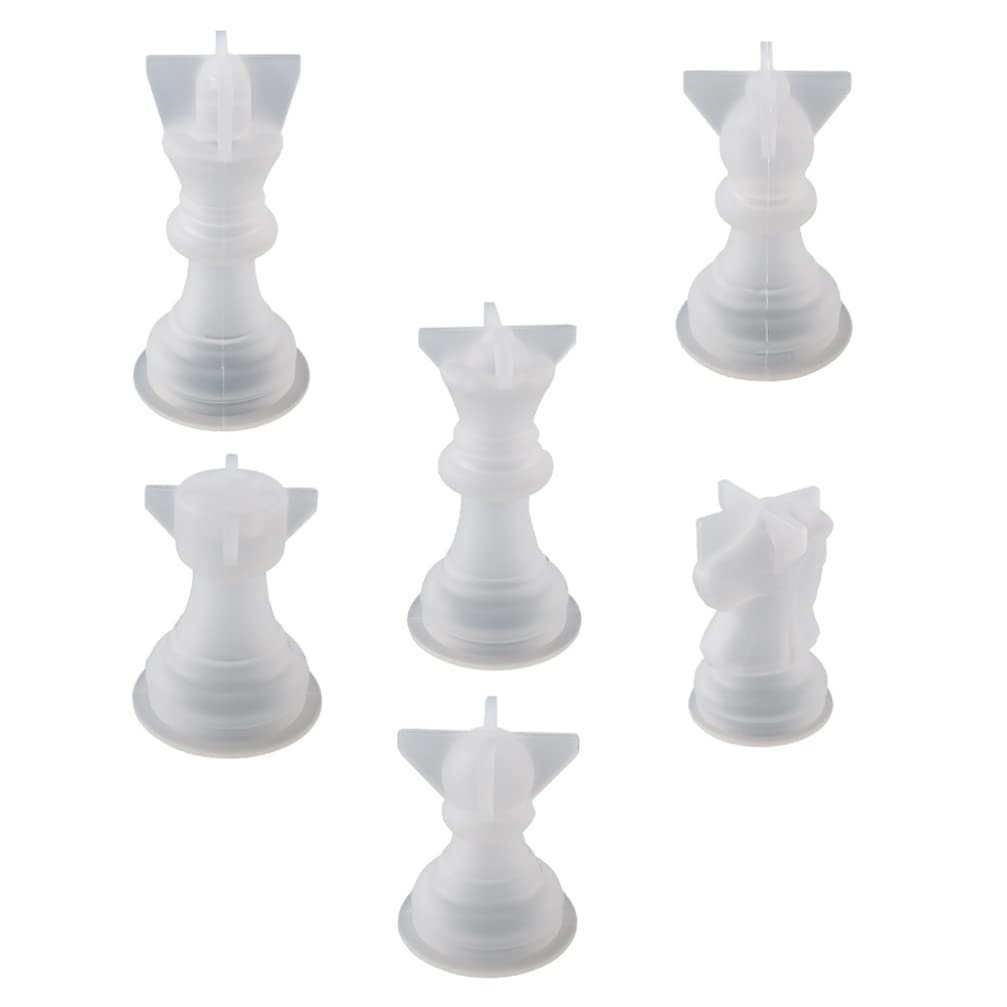 ARTIBETTER 6pcs 3D Chess Piece Silicone Molds Set - Resin Casting Molds for Epoxy, Chocolate & Candy Making - DIY Craft, Jewelry & Home Decor - Perfect for Chess Lovers, Gift Making & Party Favors