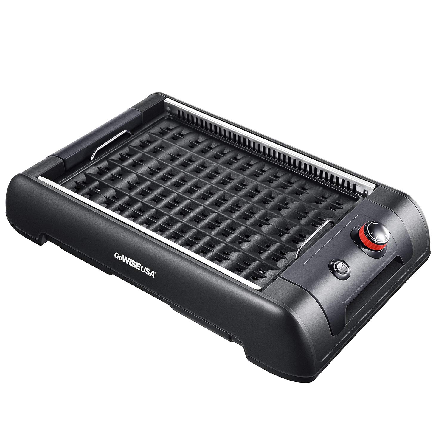 GoWISE USA GW88000 2-in-1 Smokeless Indoor Grill and Griddle with Interchangeable Plates, Removable Drip Pan & 20 Recipes - Large Black Electric Countertop Grill for Healthy Cooking, Steak, Burgers, Pancakes & Family Meals
