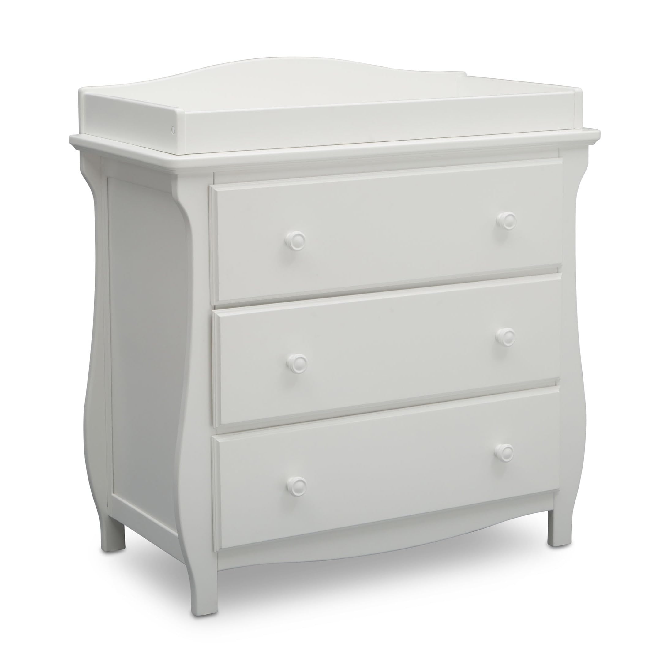 Delta Children Lancaster 3-Drawer Baby Dresser with Changing Table Top | GREENGUARD Gold Certified Nursery Furniture | Safe & Sturdy for Baby's Room (Bianca White) | Perfect for Diaper Changes & Infant Clothing Storage