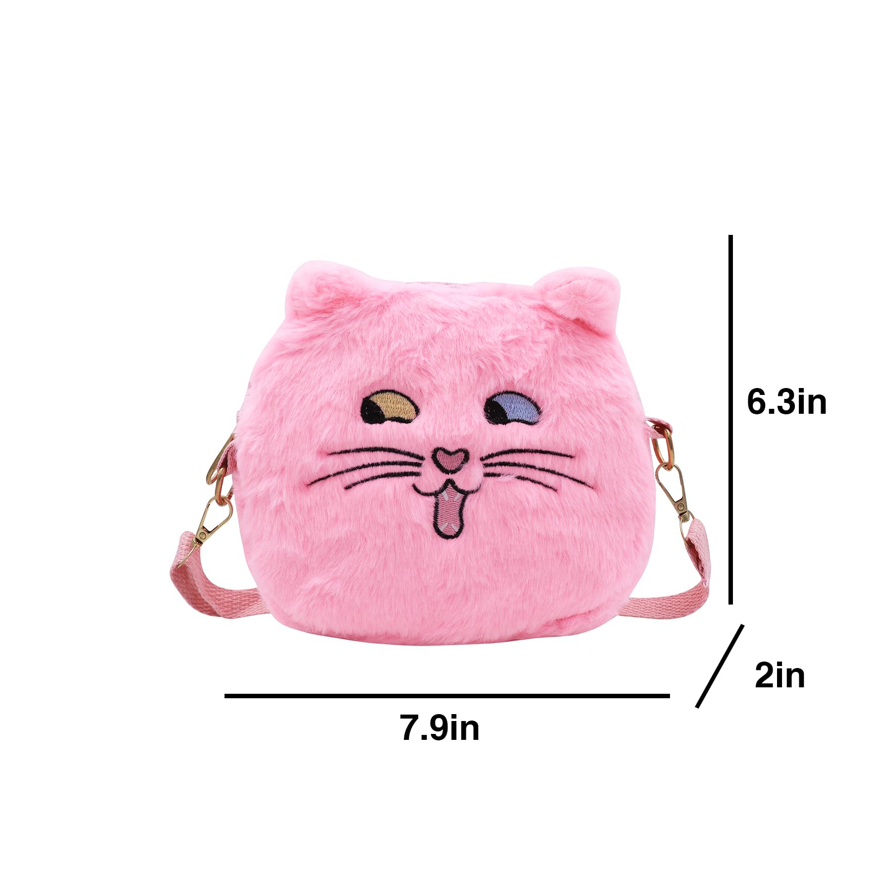 Adorable Pink Fluffy Cat Crossbody Bag for Women - Kawaii Plush Shoulder Purse, Small Animal Messenger Satchel - Perfect for Casual Outings, Cosplay & Gifts