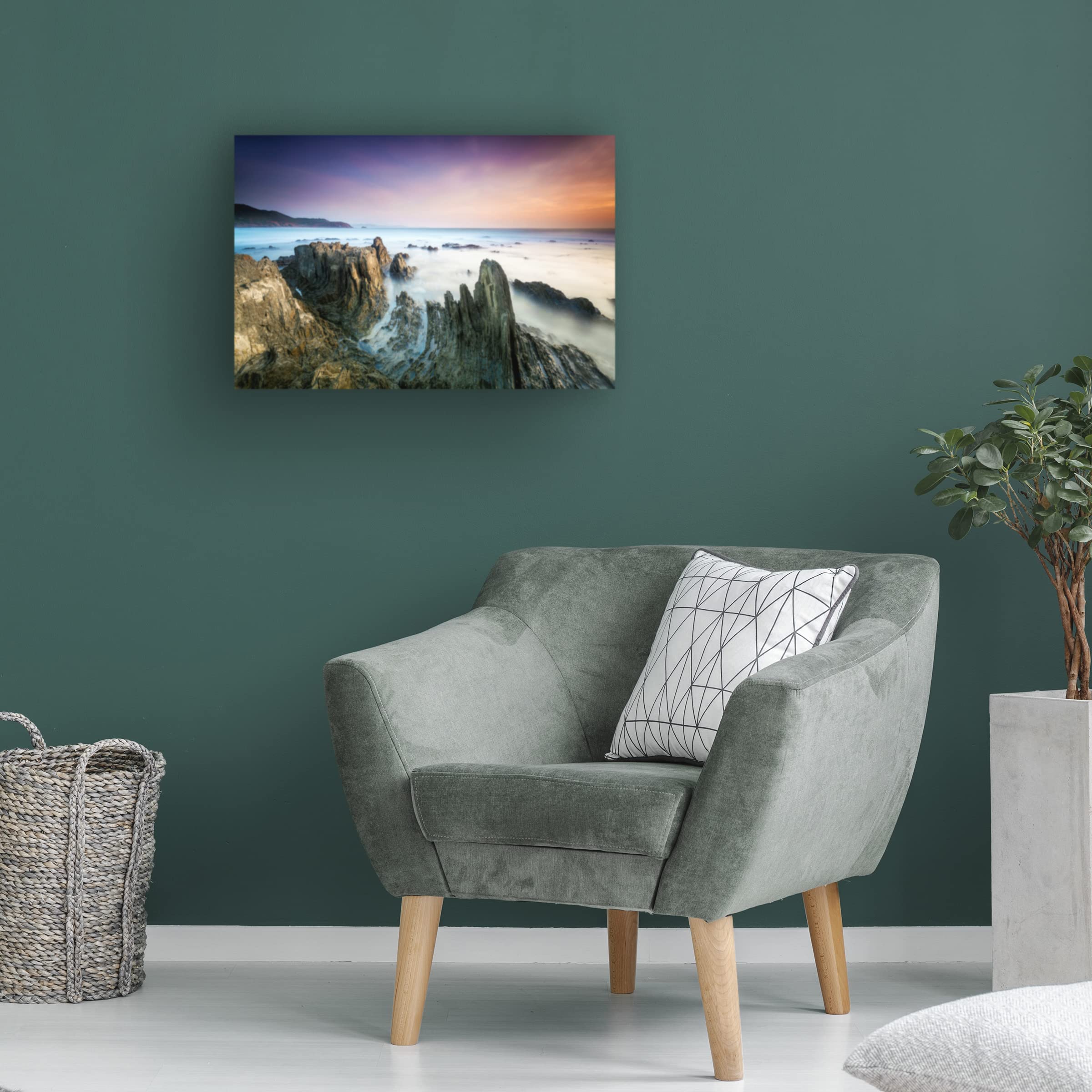 Trademark Fine Art 'Sunset' Canvas Wall Art by Daniele Atzori - Stunning Landscape Painting for Living Room, Bedroom & Office Decor