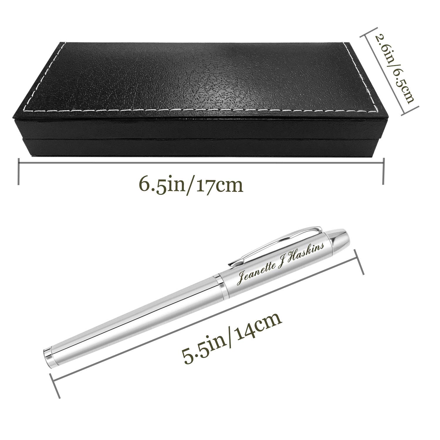 Custom Engraved Ballpoint Pen with Case - Personalized Pens for Men, Gifts for Dad, Boss, Office, Birthday & Graduation (Black Refill, Silver) - Perfect for Corporate Events, Promotions & Thoughtful Gifting