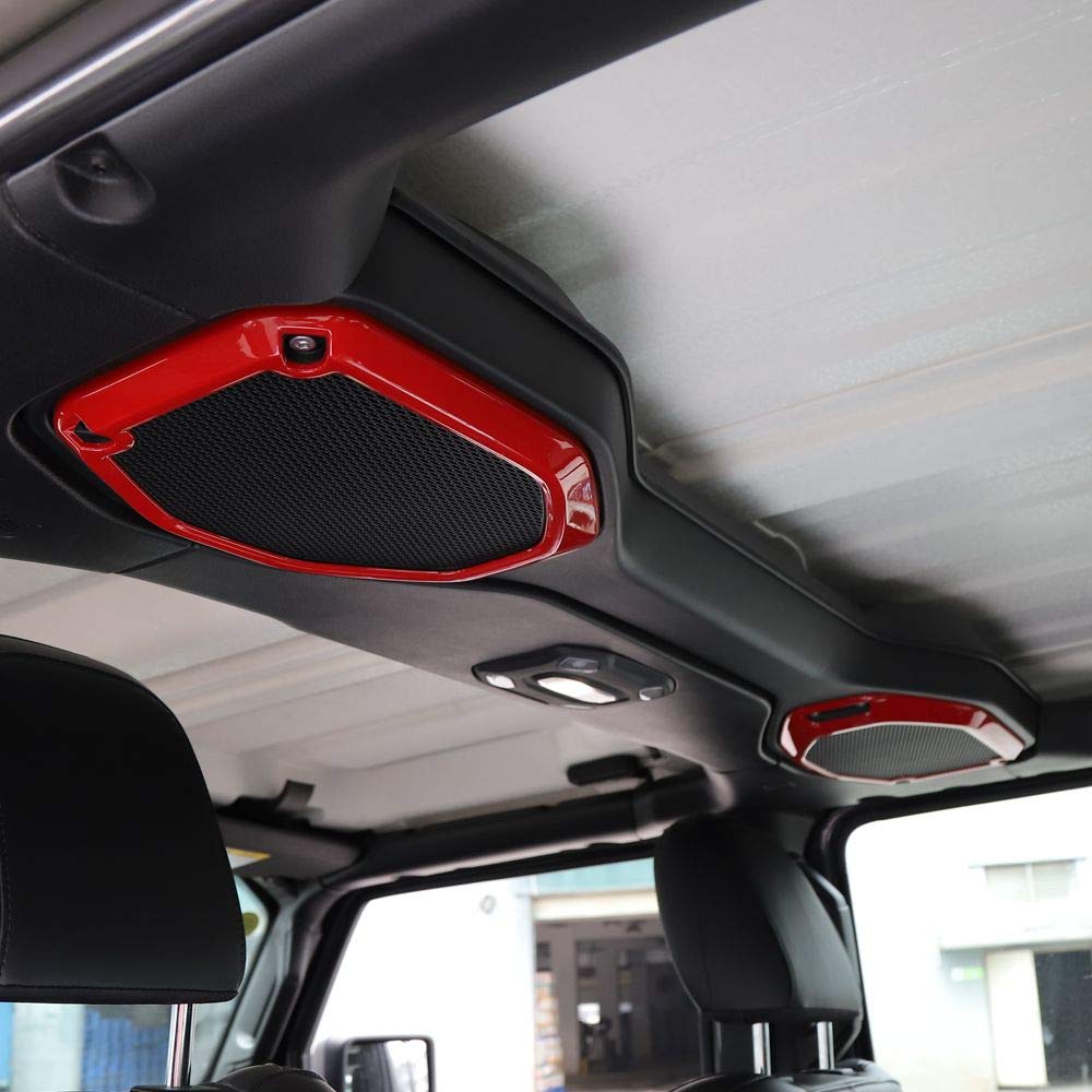 JeCar Red Top Speaker Frame Trim Cover for 2018-2023 Jeep Wrangler JL JLU & Gladiator JT - Interior Accessories Upgrade - Perfect for Off-Roading & Car Customization