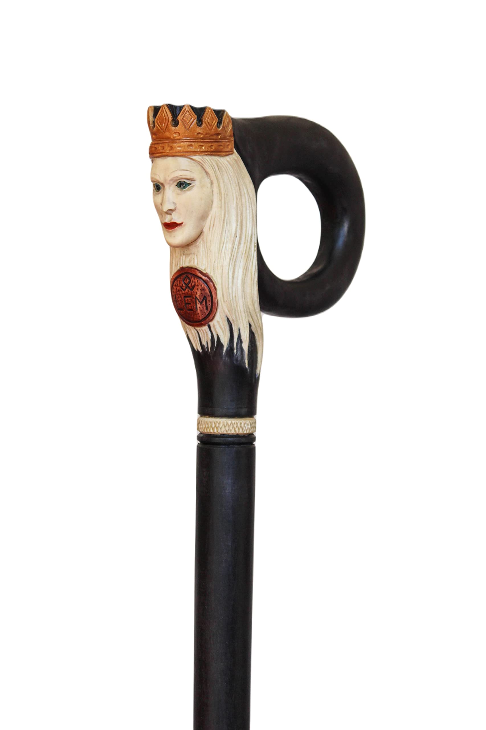 Elegant Black Walking Cane for Women - Dark Queen Style Carved Handle Hiking Stick - Perfect for Outdoor Adventures, Fashion Accessories & Elderly Support
