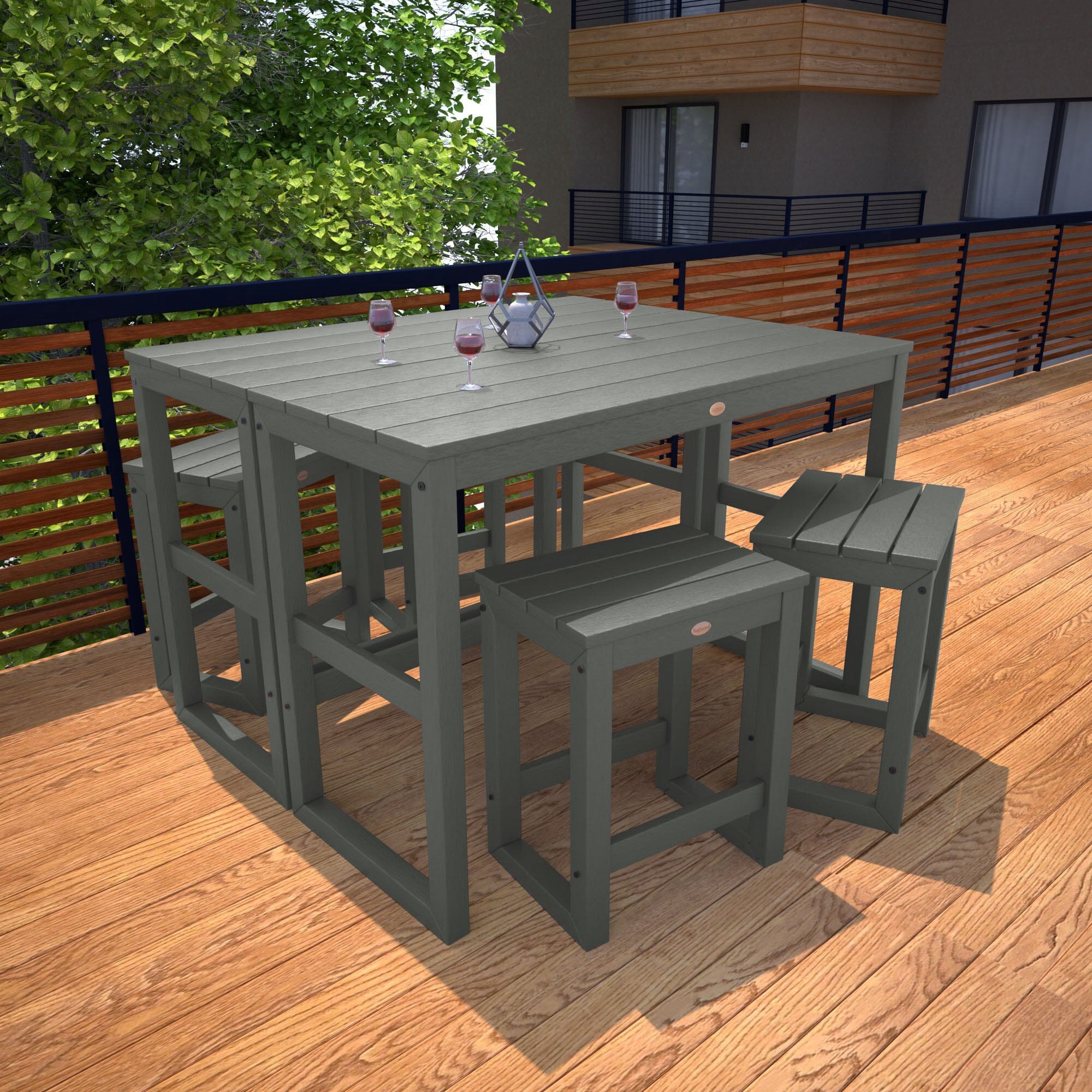 Monroe Modern Counter Height Balcony Dining Set - 6 Piece Outdoor Patio Furniture for Small Spaces, Bistro Style Breakfast Nook or Apartment Balcony - Weather-Resistant Metal Frame with Cushions