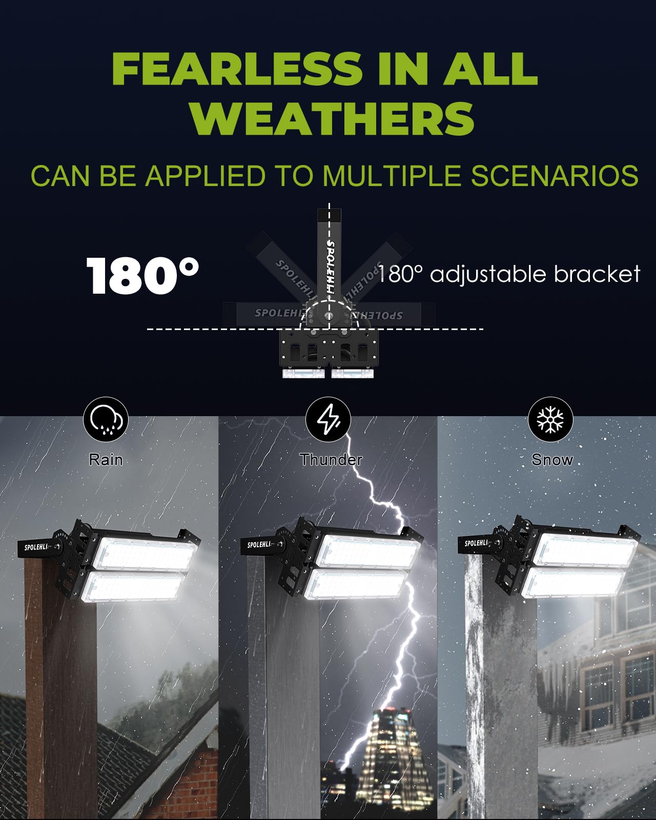 600W LED Stadium Flood Lights - 16000LM Super Bright, IP66 Waterproof, 6500K Daylight White - 100W Equivalent Energy Saving Outdoor Arena Lights (85-305V) with 5-Year Warranty - Perfect for Sports Fields, Parking Lots, and Large Outdoor Venues