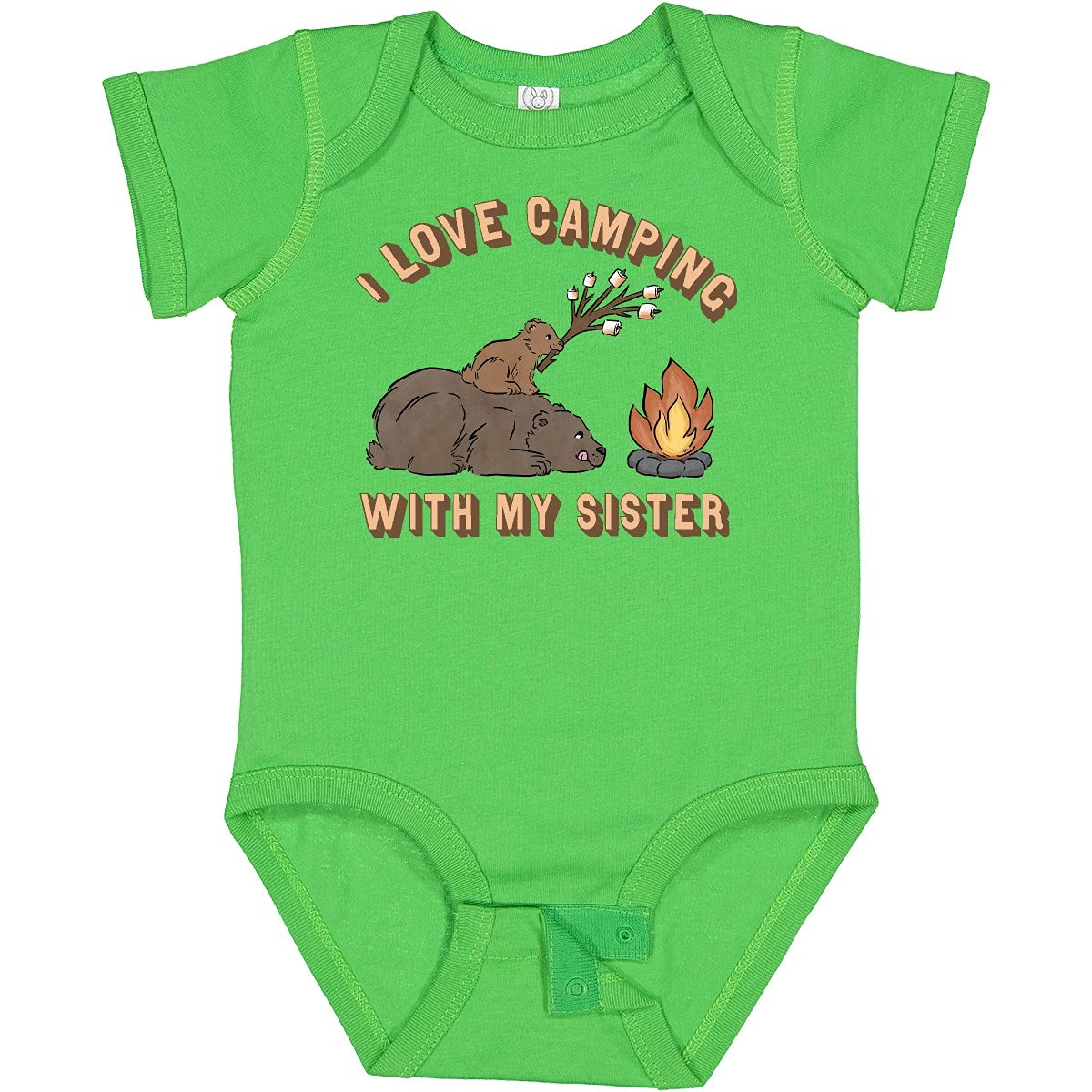 Inktastic I Love Camping with My Sister Baby Bodysuit - Cute Matching Outfits for Siblings, Camping Trips & Family Adventures