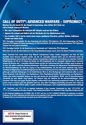 Call of Duty: Advanced Warfare - Supremacy DLC [Add-On Content][PS4 PSN Code - US Account] - Expand Your Warfare Experience with New Maps & Weapons for Multiplayer Battles