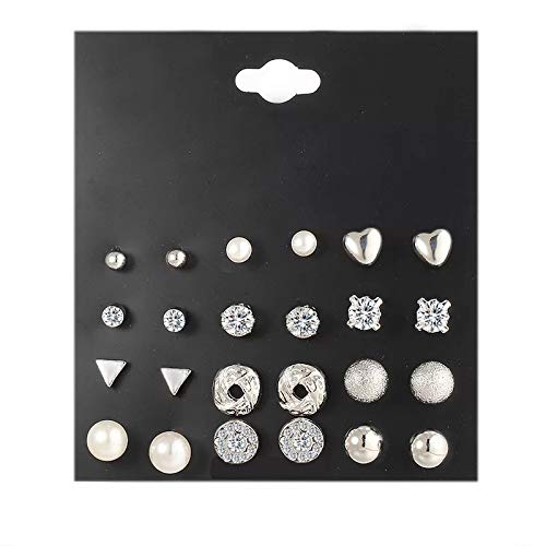 Shining Diva Fashion Crystal Pearl Stud Earrings for Women - Elegant Combo Set of Latest Trendy Jewelry, Perfect for Parties, Weddings & Daily Wear
