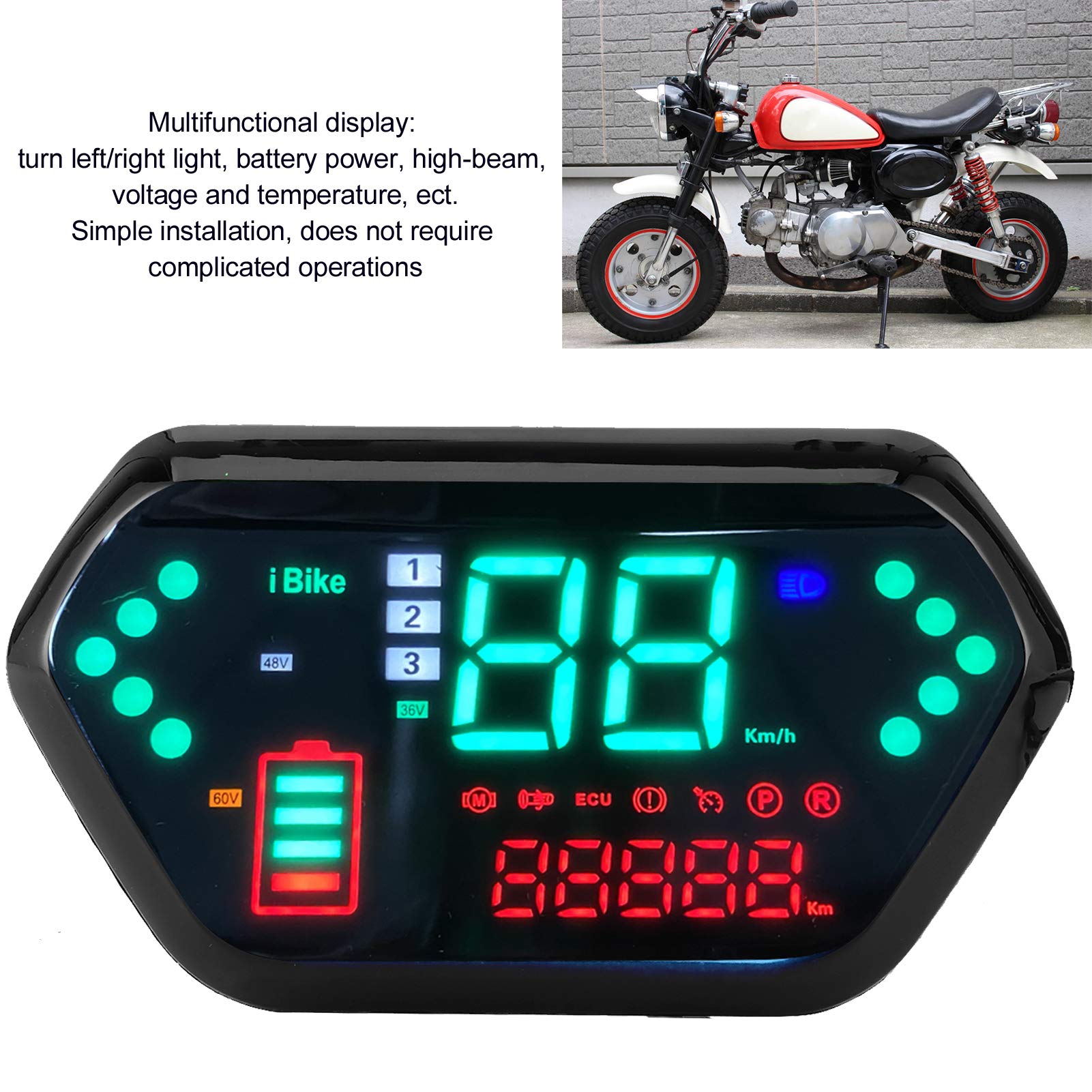 Keenso 48V/60V Motorcycle Speedometer - HD LCD Display for Universal Bikes - Riding & Racing