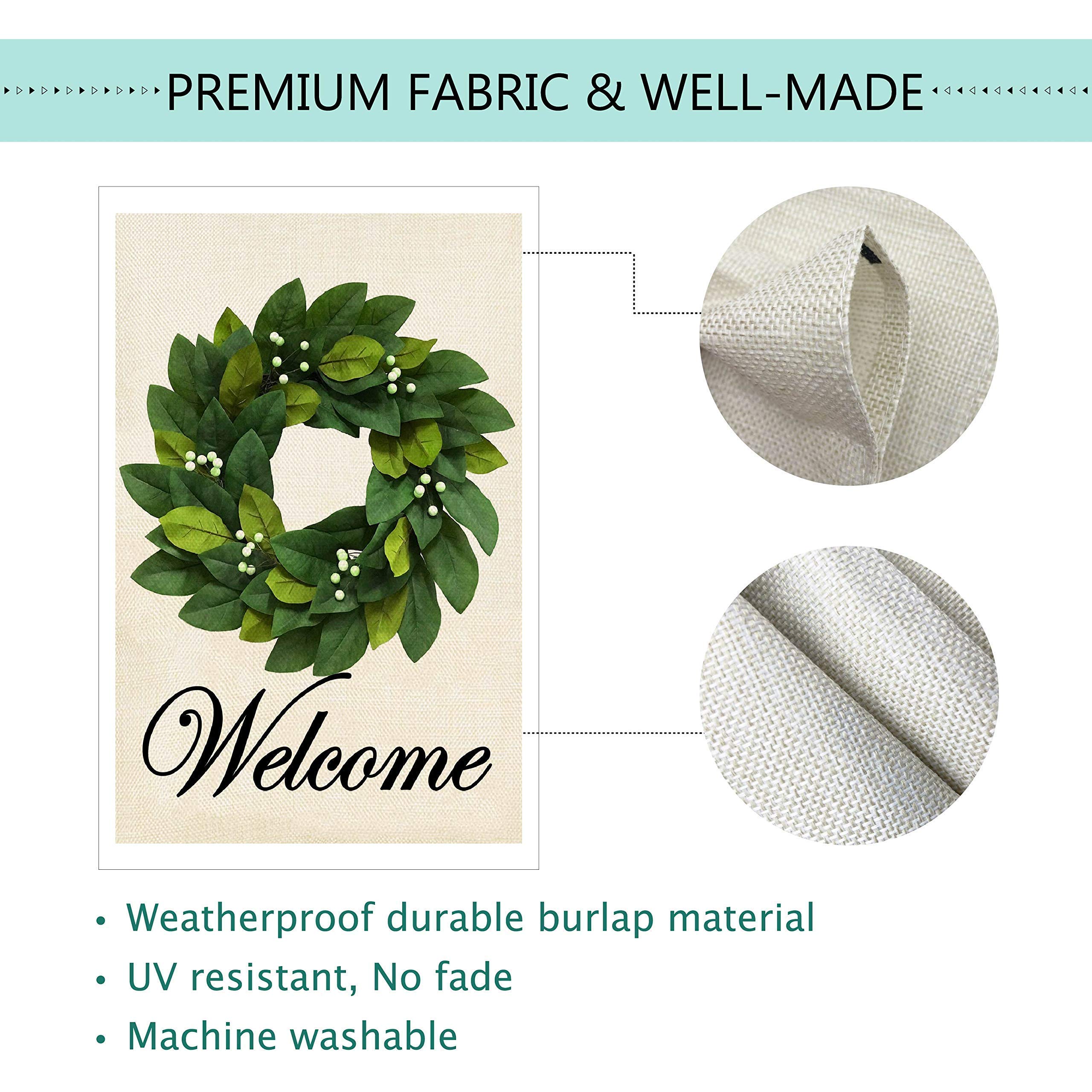 Double Sided Burlap Spring Summer House Flag - 28x40 Inch Magnolia Leaves Welcome Garden Yard Decor for Outdoor Porch, Patio, and Front Door