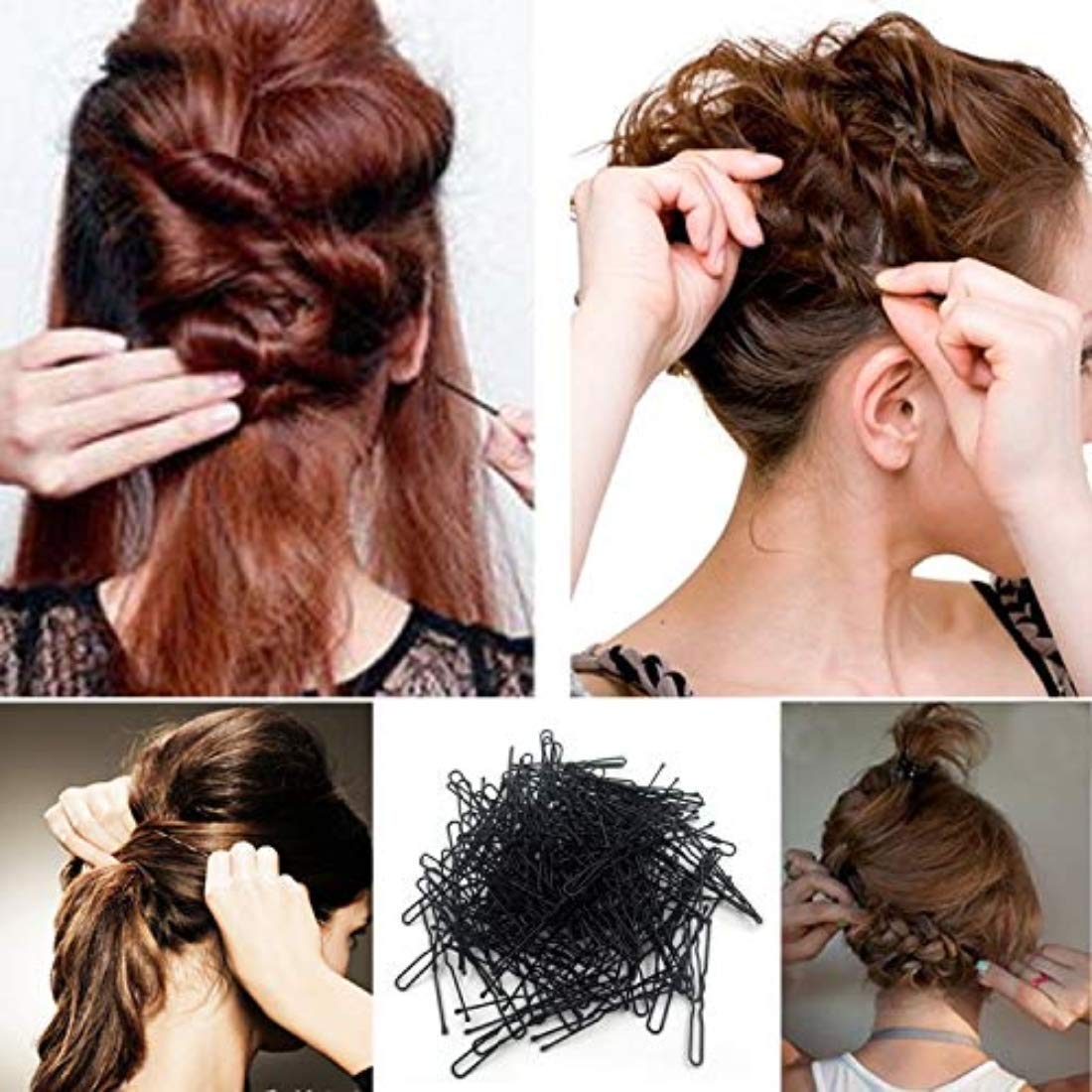 MANODHRUVA® 200 Pcs U-Shaped Bobby Pins for Women - Black Metal Hair Clips (6.5cm) - Secure Updo, Bun & Braid Hairstyles - Perfect for Weddings, Parties & Daily Use