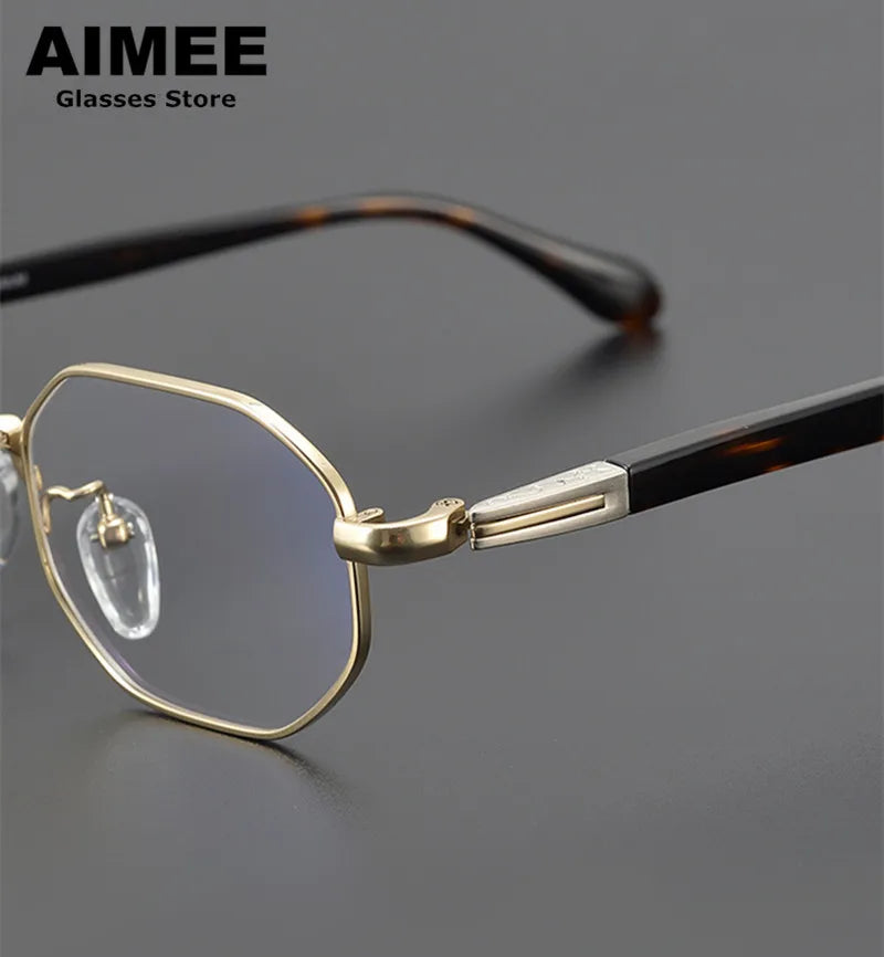 Stylish Aimee Unisex Full Rim Flat Top Polygon Titanium Eyeglasses Frame 11092 | Lightweight & Durable | Perfect for Work, Reading & Fashion Accessories