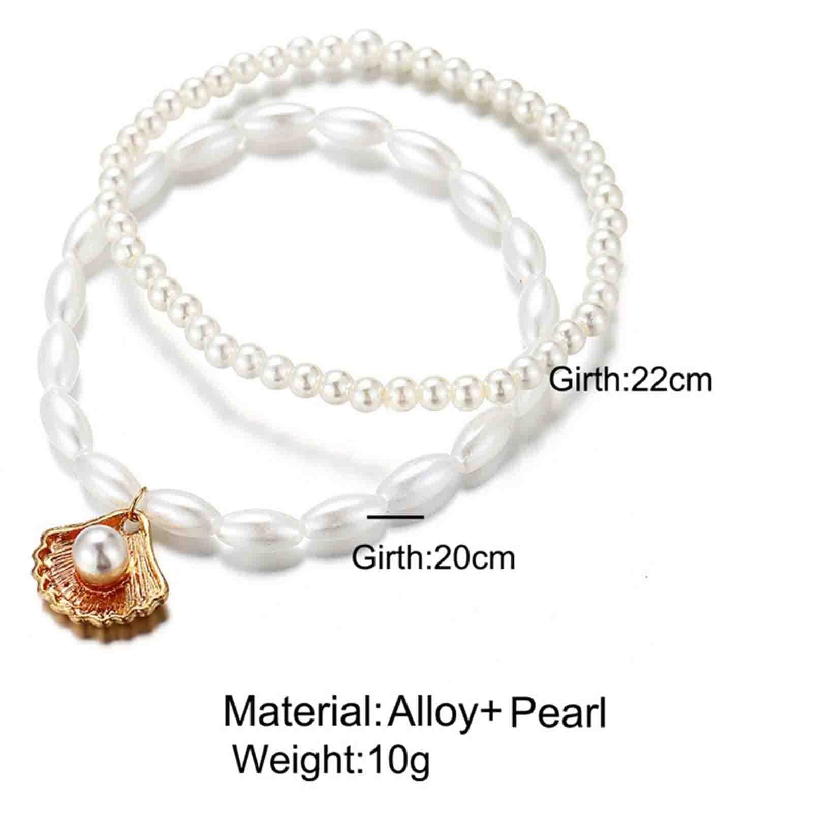 Bohemian Layered Pearl Anklet - Adjustable Gold Scallop Dangle Ankle Bracelet with Oval Pearls & Cowrie Shells | Summer Beach Jewelry for Women | Perfect for Vacations, Weddings & Boho Fashion