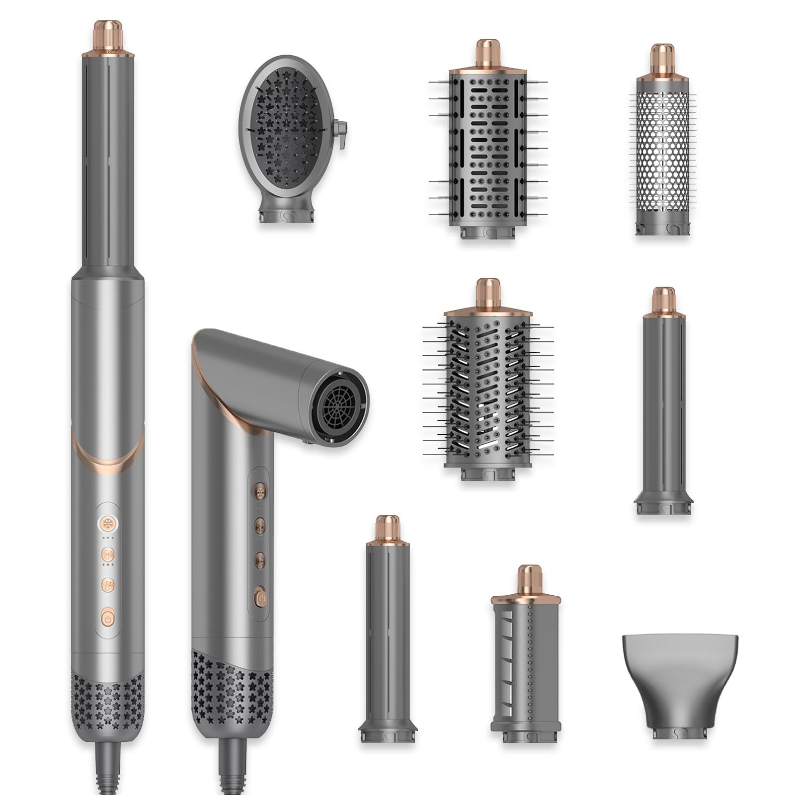 8 in 1 Hair Dryer Brush Set - Ionic Hot Air Styler for Curling, Waves & Straightening | Foldable Blow Dry Brush for Volume & Smoothing | Perfect for Home, Salon & Travel Styling