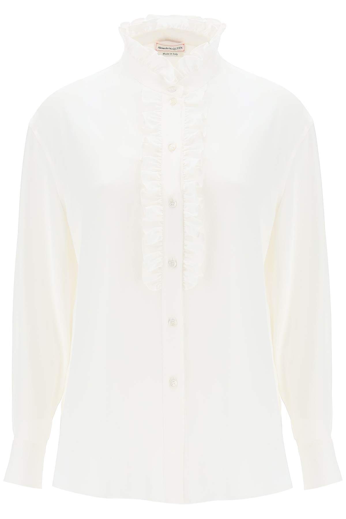 Alexander McQueen Silk Satin Shirt with Ruffles - Luxury Women's Blouse for Parties & Evening Events