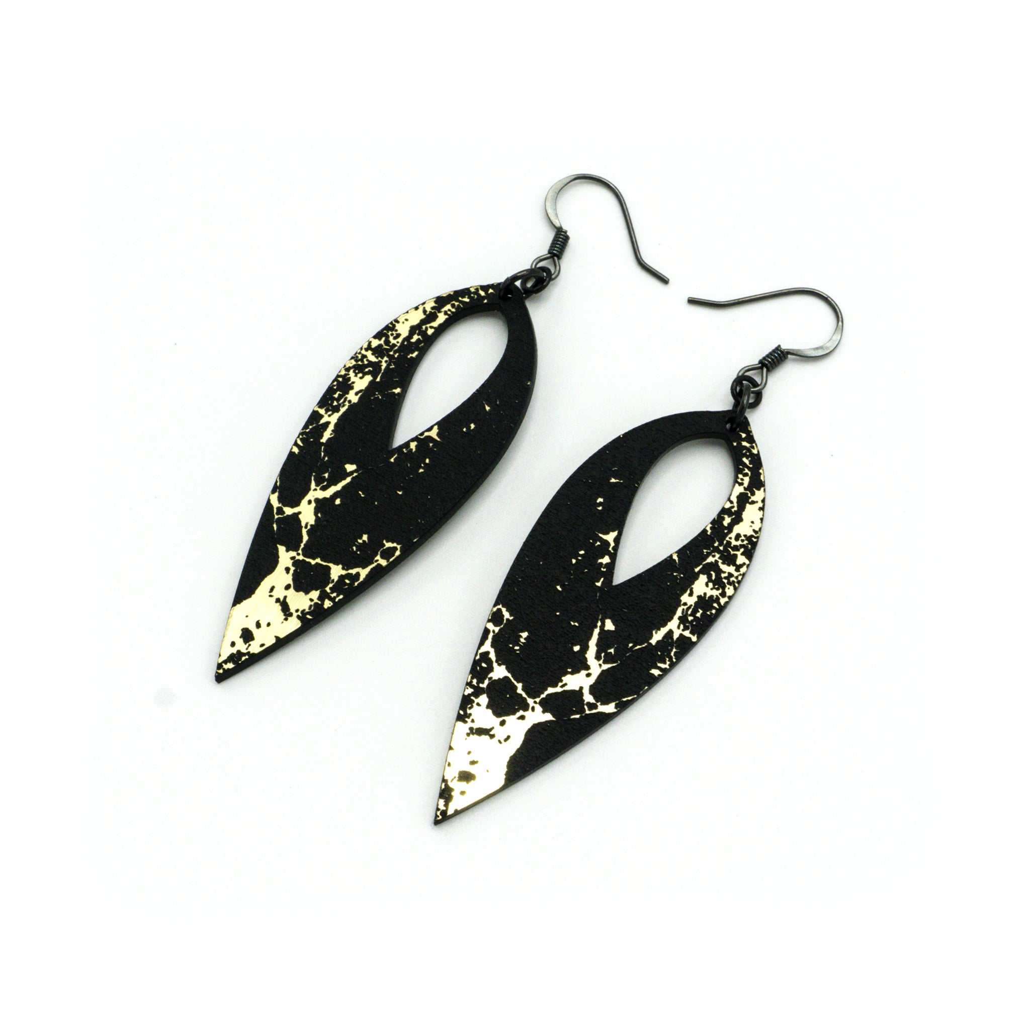 Nativas 19R Acrylic Earrings - Brushed Gold & Black Hoop Earrings for Women, Trendy Statement Jewelry for Party, Wedding & Everyday Wear