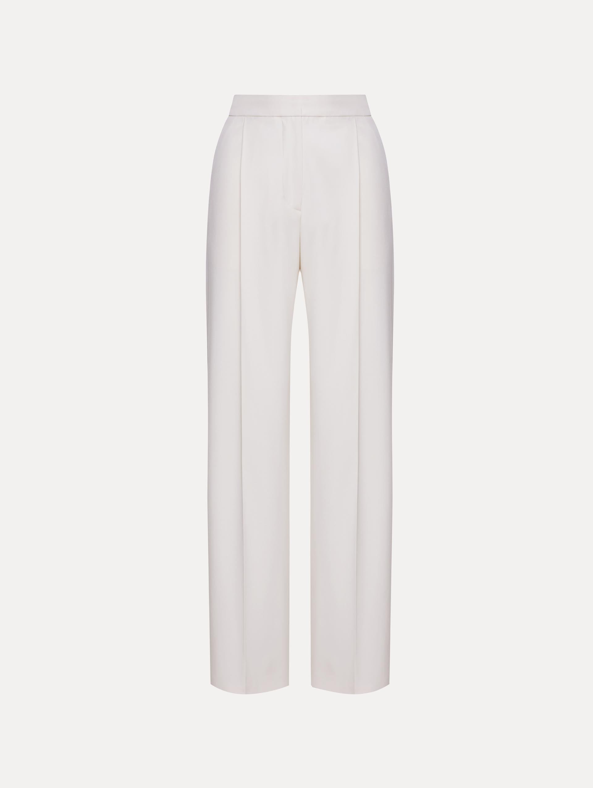 Premium Wide Leg Wool Gabardine Pants for Women - Comfortable High Waist Trousers for Office, Travel & Casual Wear