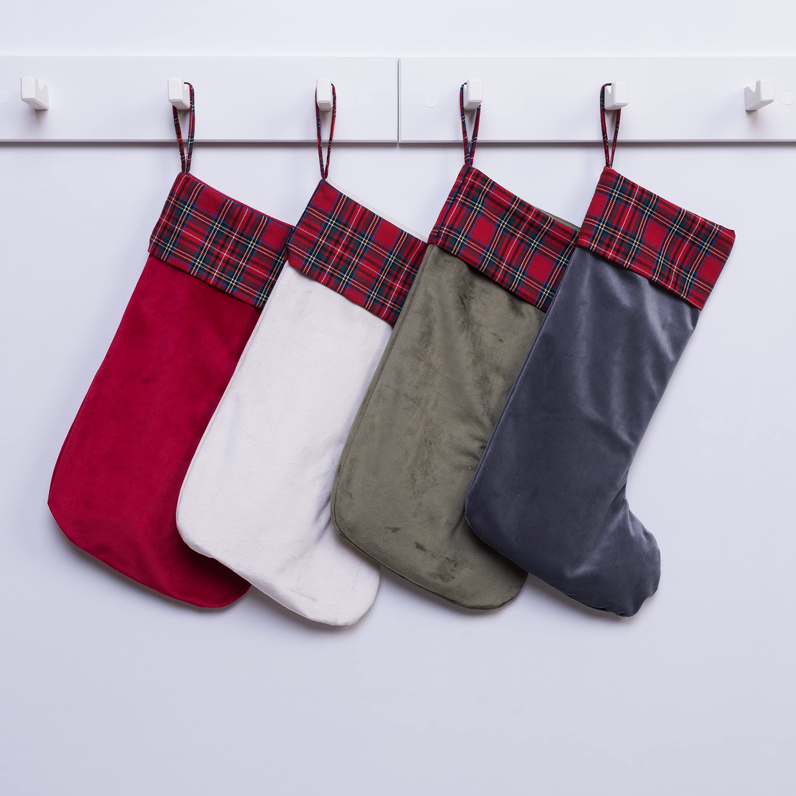 Personalized Christmas Stockings with Plaid Cuff - Custom Name Holiday Decor for Fireplace Mantel, Tree, and Festive Home Decorations