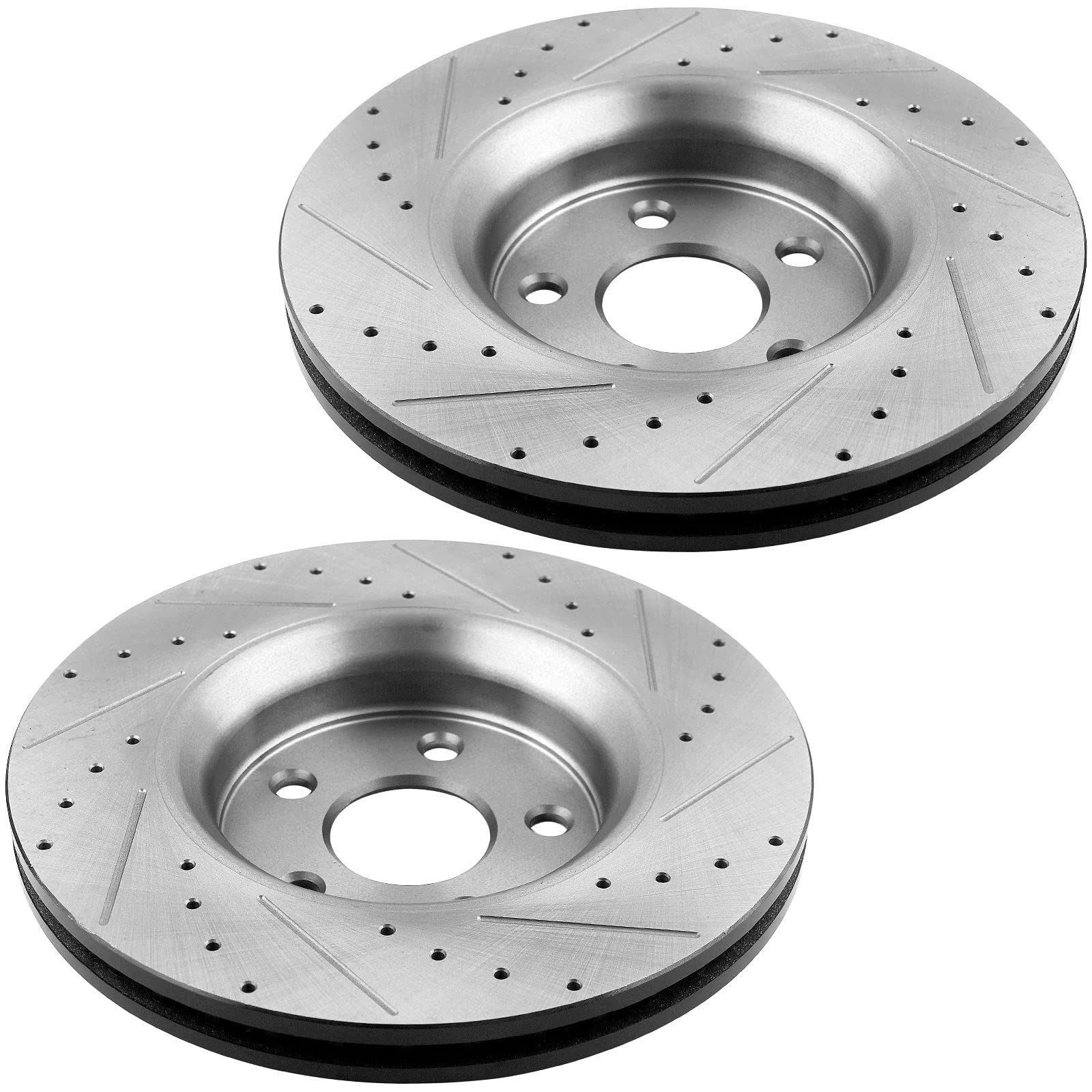 High Performance 260mm Rear Brake Kit - Drilled & Slotted E-Coated Rotors & Ceramic Pads for 2003-2007 Honda Accord & 2004-2008 Acura TSX - Includes Brake Cleaner & DOT4 Fluid - Perfect for Daily Driving, Racing & Heavy-Duty Use