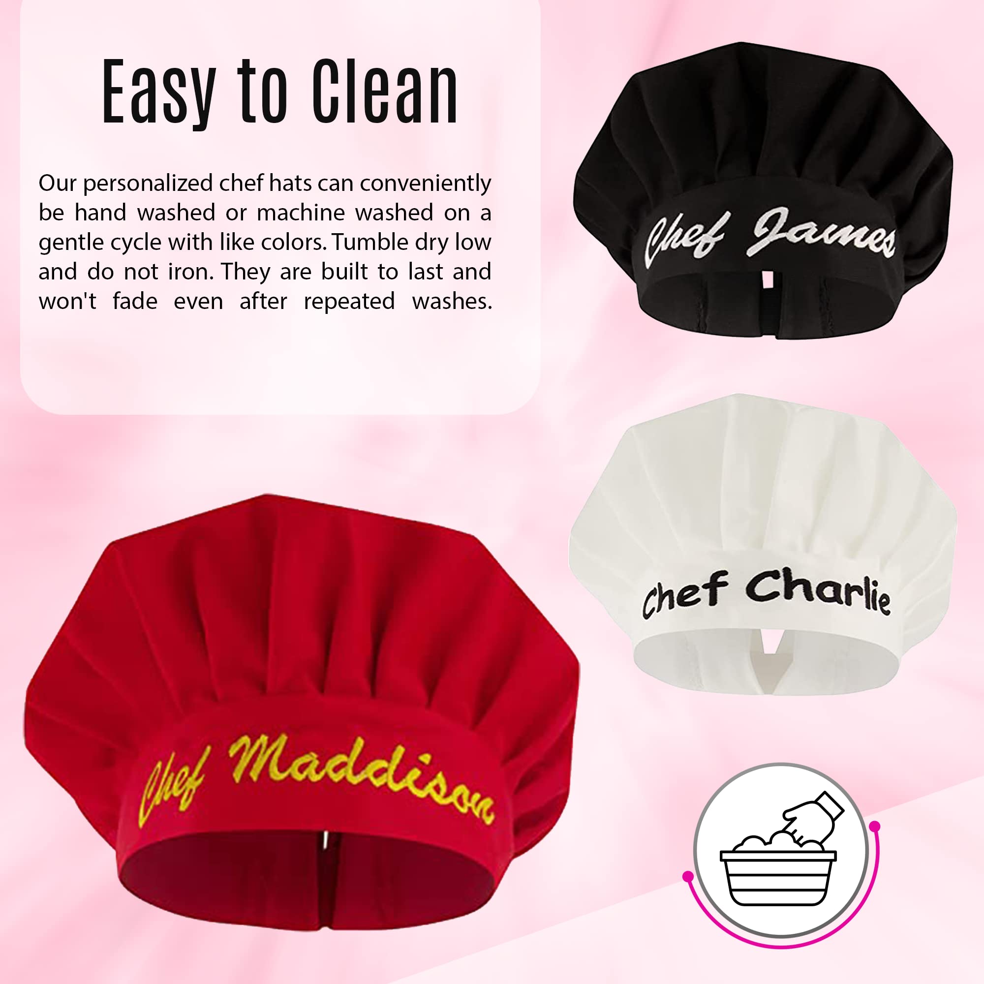 Custom Embroidered Chef Hats for Men & Women - Personalized Cooking Cap with Name - Adjustable Adult Chef Hat for Professional Kitchens, BBQ Parties & Culinary Classes