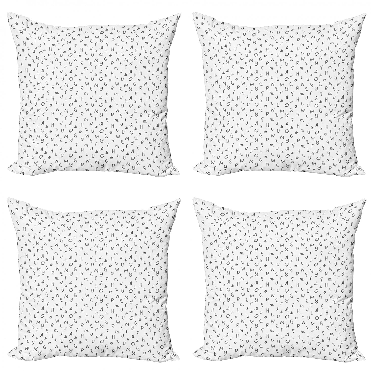 Ambesonne Alphabet Decorative Throw Pillow Covers Set of 4 - 20
