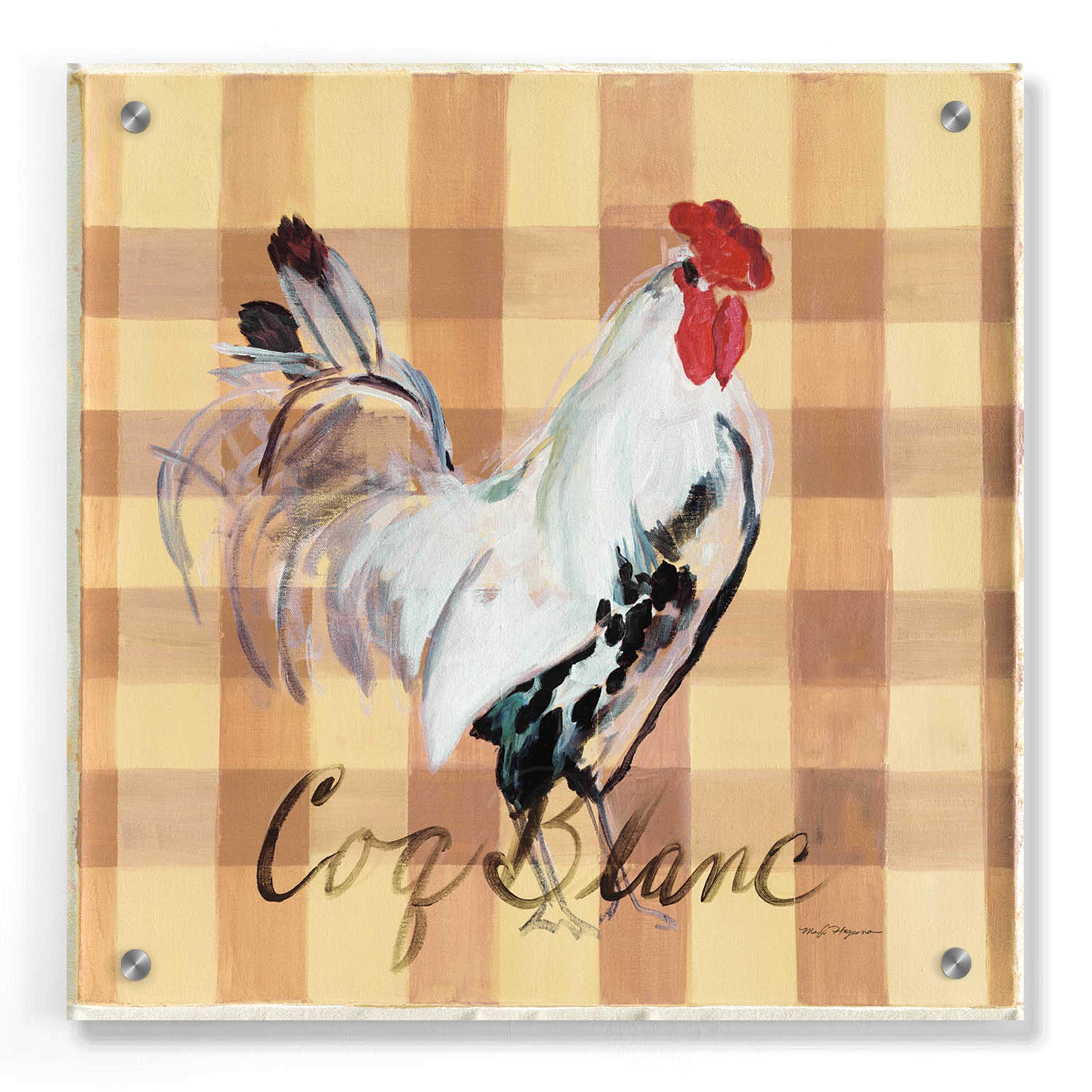 Epic 'Coq Blanc' Acrylic Glass Wall Art by Marilyn Hageman - 36x36 Inch Modern Home Decor for Living Room, Bedroom & Office
