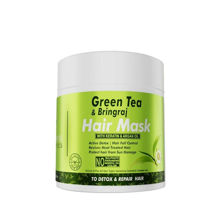 Volamena Green Tea & Bhringraj Hair Mask - Anti Dandruff & Hair Fall Control Treatment (120ml) | Deep Conditioning Hair Spa for Dry, Damaged Hair | At-Home Hair Care Solution