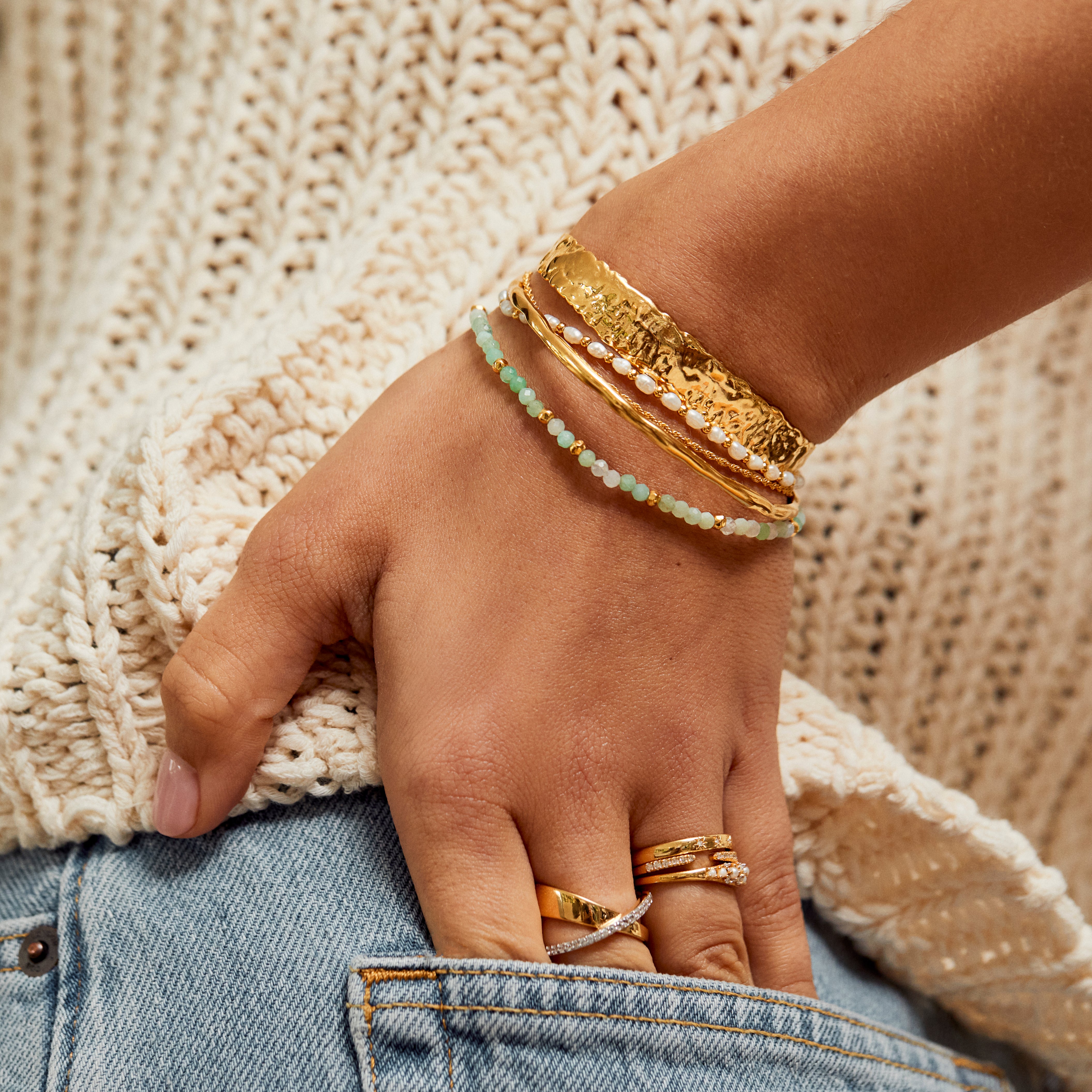 Molten Skinny Bangle Bracelet for Women - Minimalist Gold & Silver Stackable Cuff for Everyday Wear & Layering