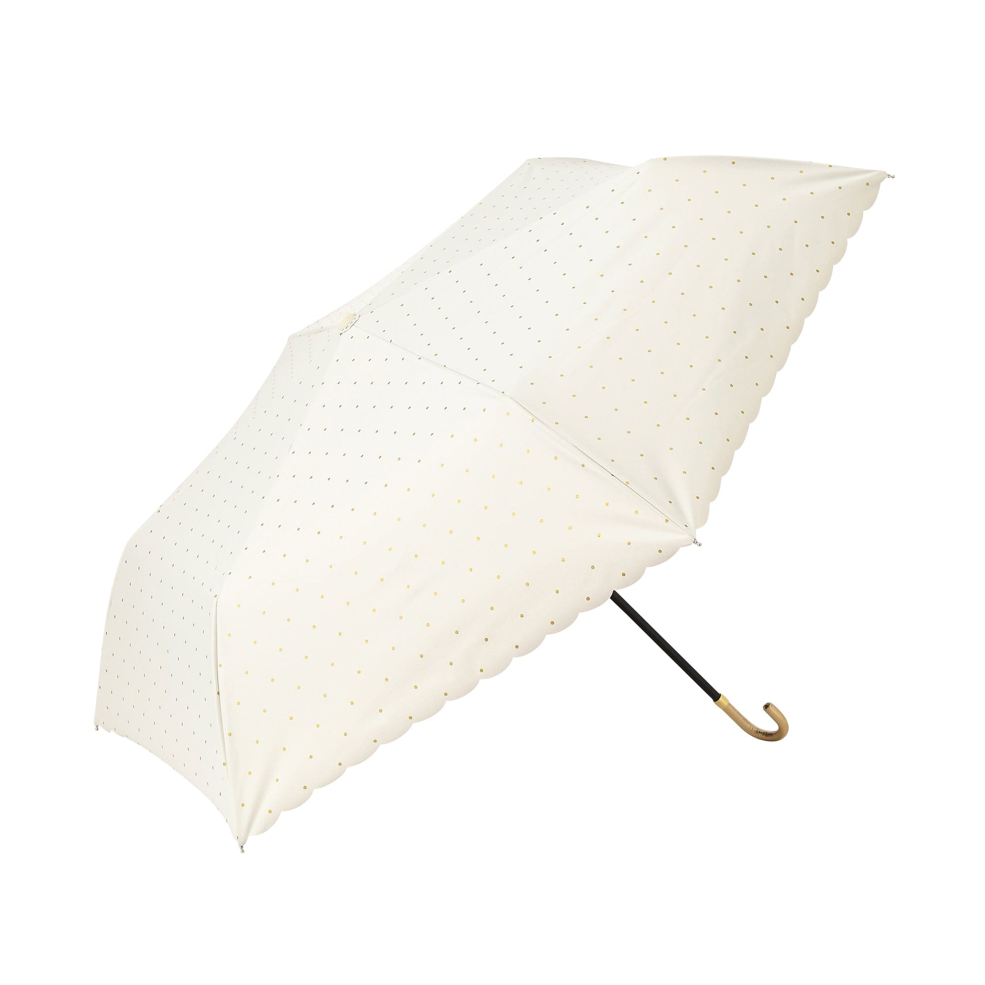 Dot Glitter Heat Cut Folding Umbrella 50cm White - Compact UV Protection & Waterproof for Women & Men - Perfect for Sunny Days, Rainy Weather, Beach, Travel & Outdoor Activities