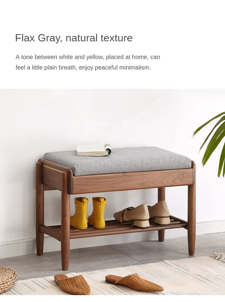 Solid Black Walnut Shoe Storage Bench with Flip Top - Multi-Functional Entryway Organizer for Shoes, Hats & Bags - Perfect for Hallway, Bedroom or Closet Organization