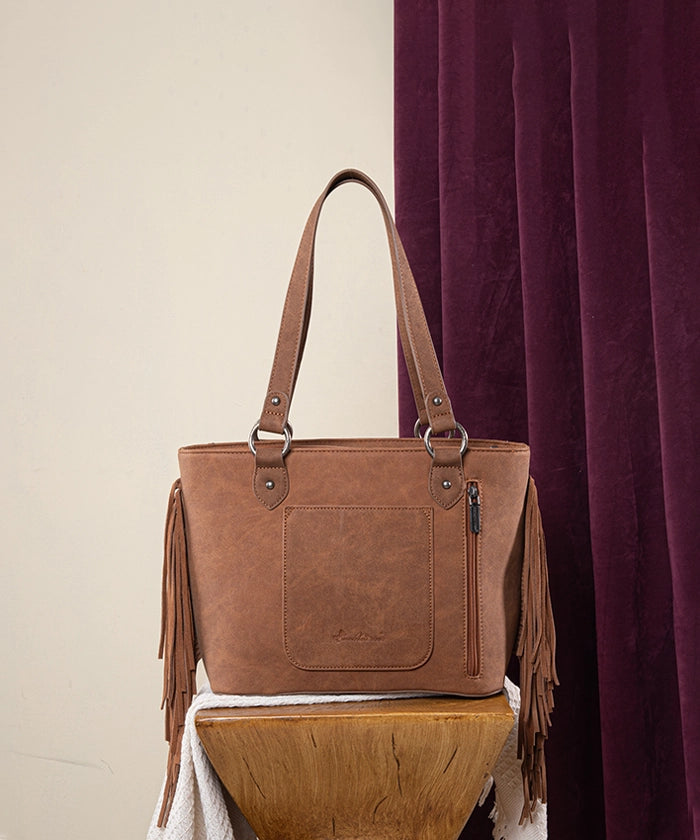 Montana West Cut Out Fringe Concealed Carry Tote Bag Set - Stylish & Functional Purse for Women, Perfect for Everyday Use, Travel, and Concealed Carry