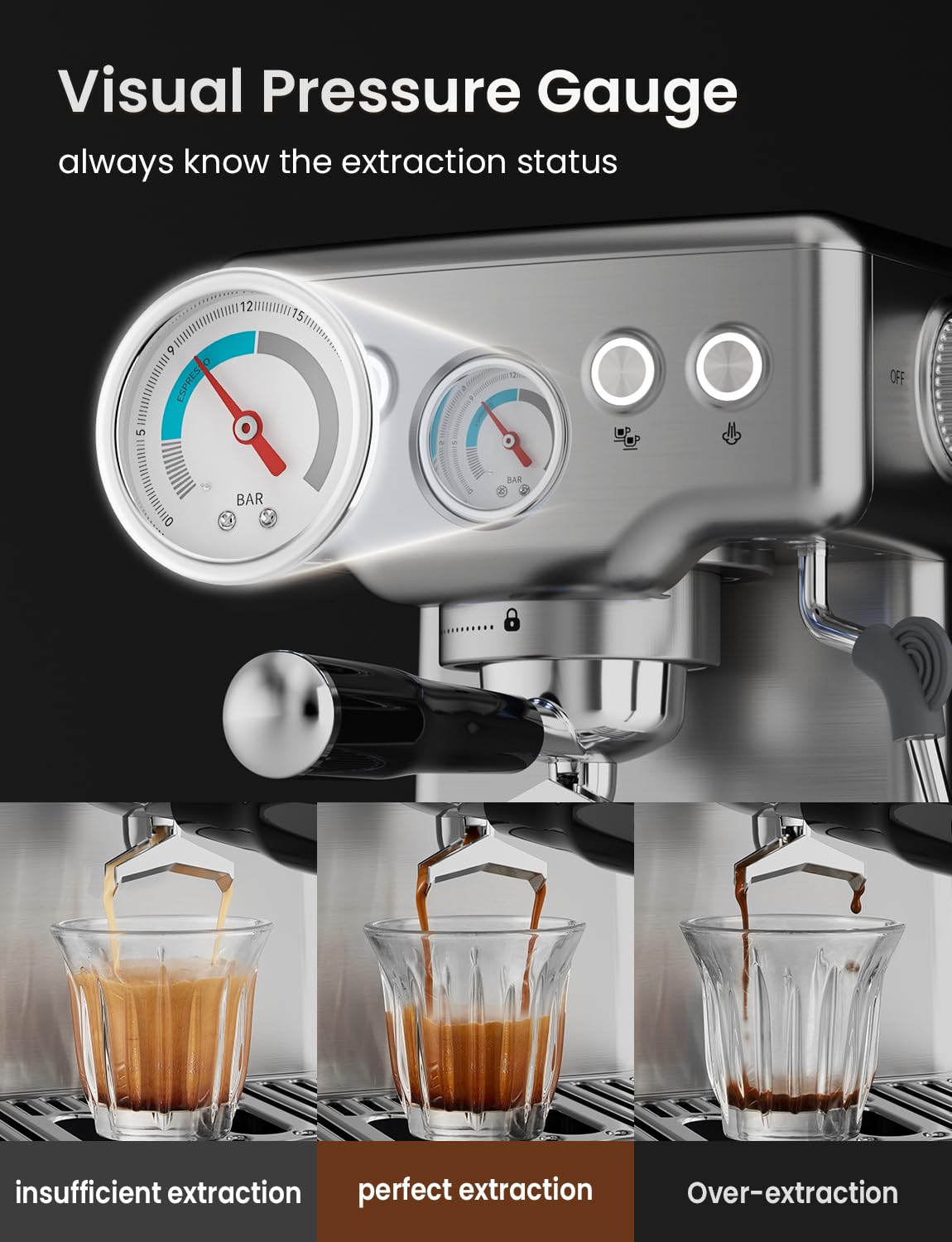 Neretva 2-in-1 Stainless Steel Espresso and Coffee Maker Combo - 1450W 15 Bar Pressure for Espresso, Latte, Macchiato & Cappuccino - Professional Barista Quality for Home Use (Silver) | Perfect for Morning Brews, Entertaining Guests & Coffee Shop Experience at Home