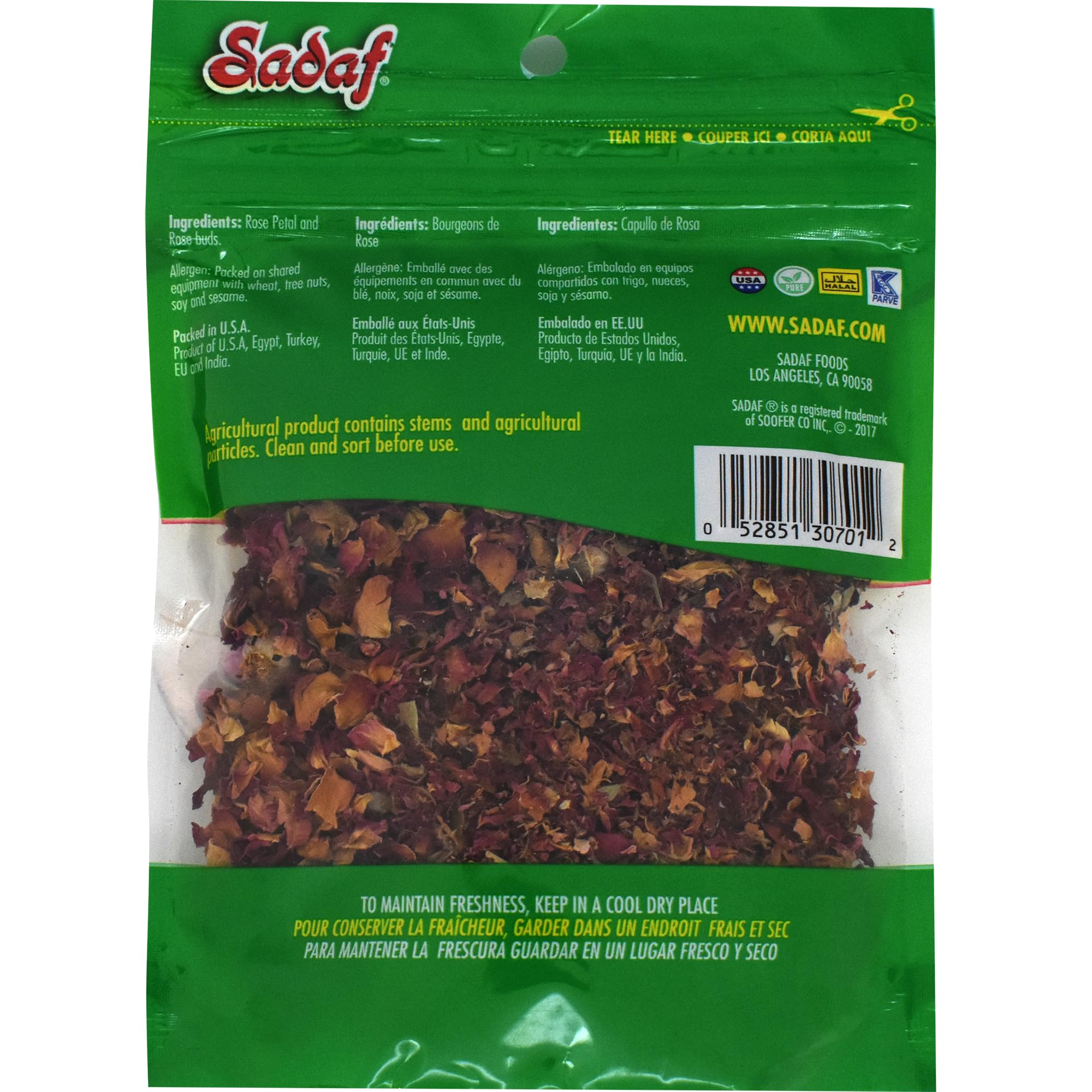 Premium Sadaf Dried Rose Buds (Gol Mohamadi) - 100% Natural Kosher Certified Rose Petals for Tea, Baking & Cooking - 0.75oz Resealable Bag - Perfect for Herbal Tea, Desserts, Middle Eastern Cuisine & Aromatherapy
