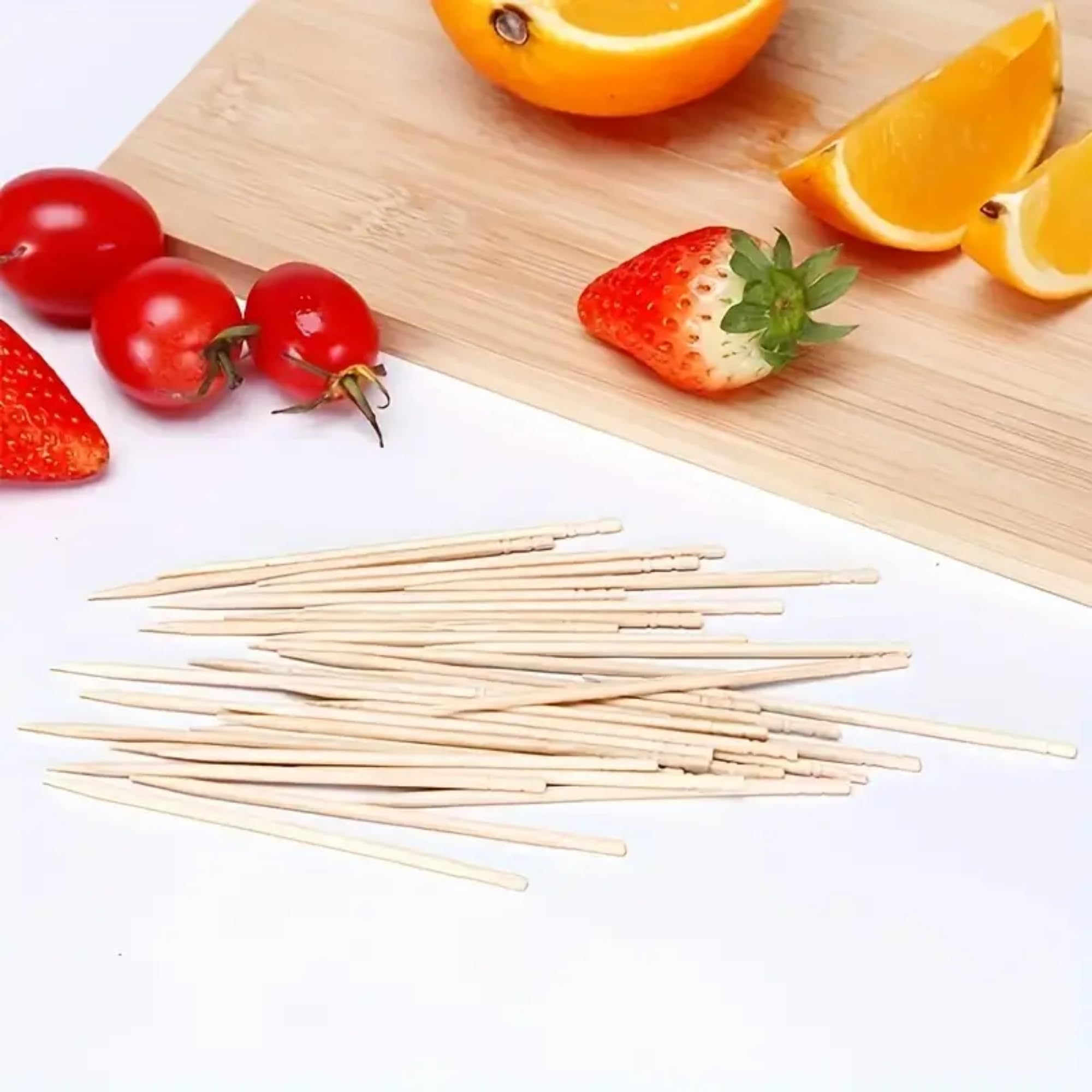 1000 Pack Natural Bamboo Wooden Toothpicks for Appetizers, BBQ, Fruit, Cocktails & Parties | Disposable Round Toothpicks for Teeth Cleaning | Sturdy & Safe Single-Sided Design | Perfect for Home, Restaurants & Catering Events
