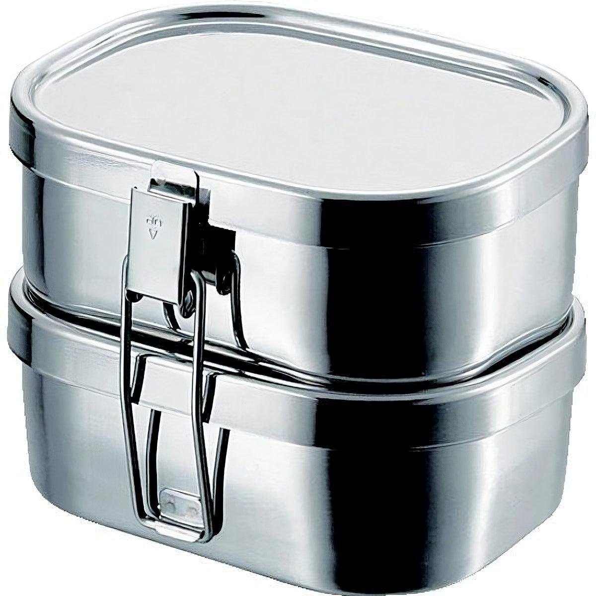 Aizawa 720ml Stainless Steel Two-Tier Bento Box - Leak-Proof Rectangular Lunch Container for Office, School & Picnics - Durable Japanese Style Meal Prep Box