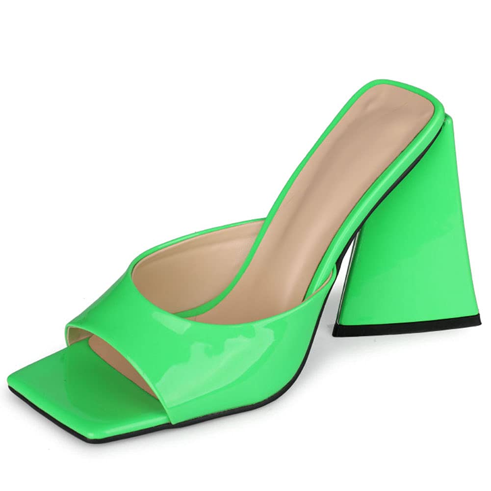 Skapee Women's Fashion Mules Sandals - Triangle Block High Heels Slides for Summer Outfits, Beach Parties & Casual Wear | Comfortable & Stylish Footwear