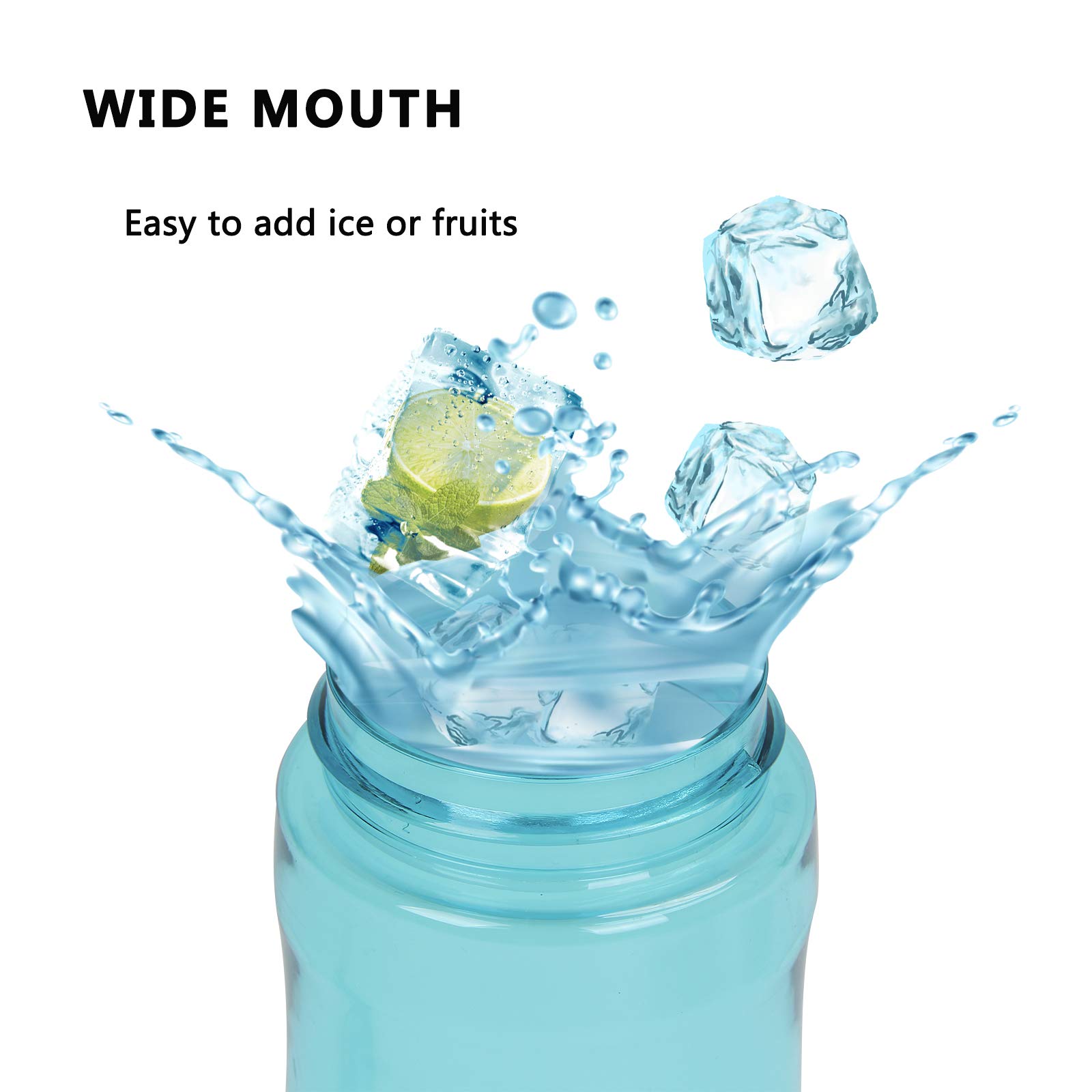 DEARART 2-Pack 16oz BPA-Free Water Bottles - Grey & Sky Blue, Leakproof Wide Mouth with Handle for Easy Carrying | Perfect for School, Gym, Sports, Work, Hiking & Outdoor Activities