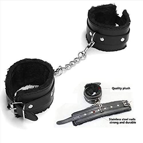 Leather Bondage Set - SM Handcuffs & Blindfold for Adults - Fetish Restraints, Wrist & Ankle Cuffs - BDSM Sex Toys for Couples - Perfect for Roleplay, Spicing Up Bedroom & BDSM Scenes