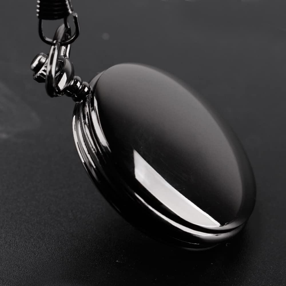 Customizable Smooth Pocket Watch for Men - Personalized Engraved Gift with Chain - Perfect for Father's Day, Weddings & Special Occasions