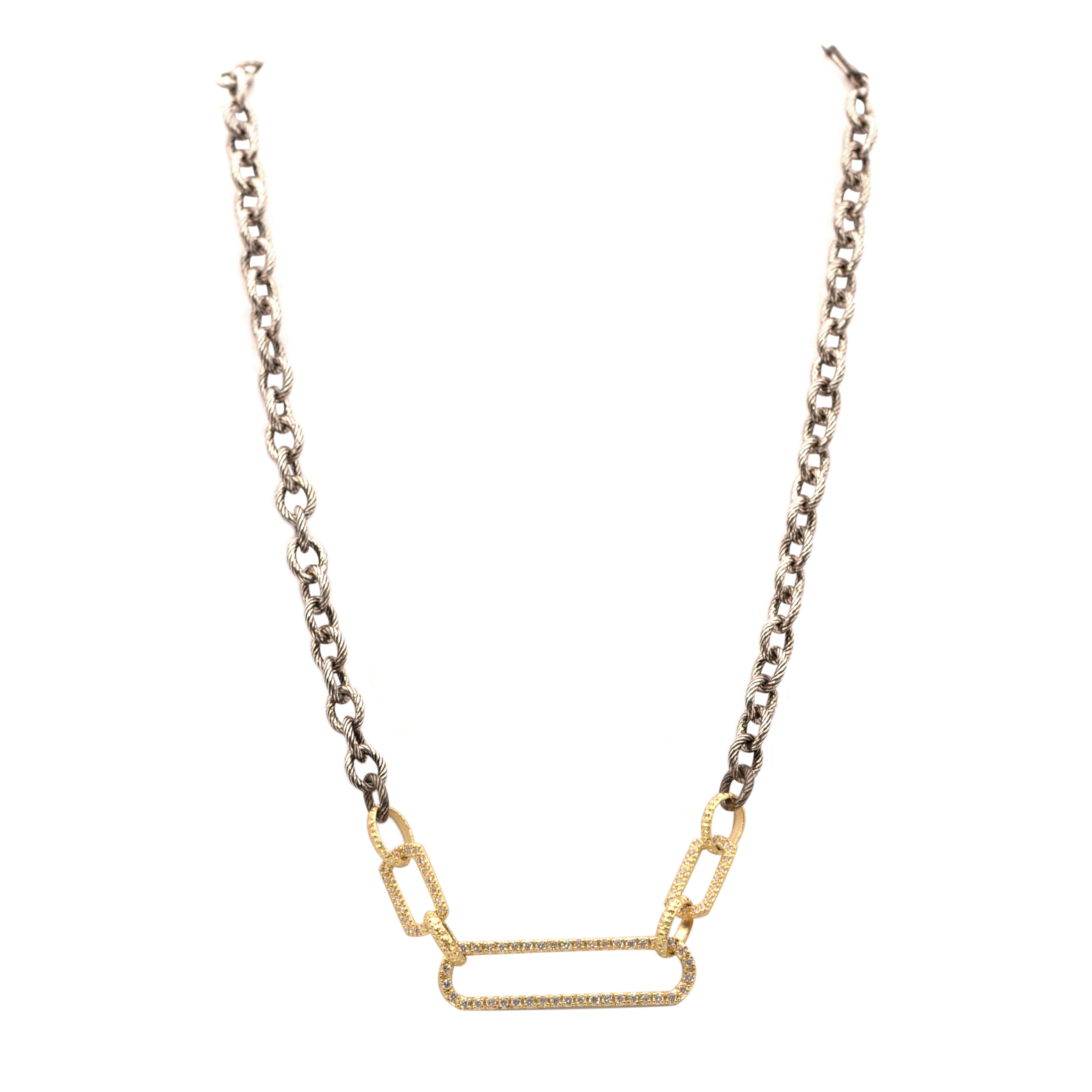 Elegant Pave Paperclip Chain Link Necklace for Women - Perfect for Everyday Wear, Layering & Special Occasions
