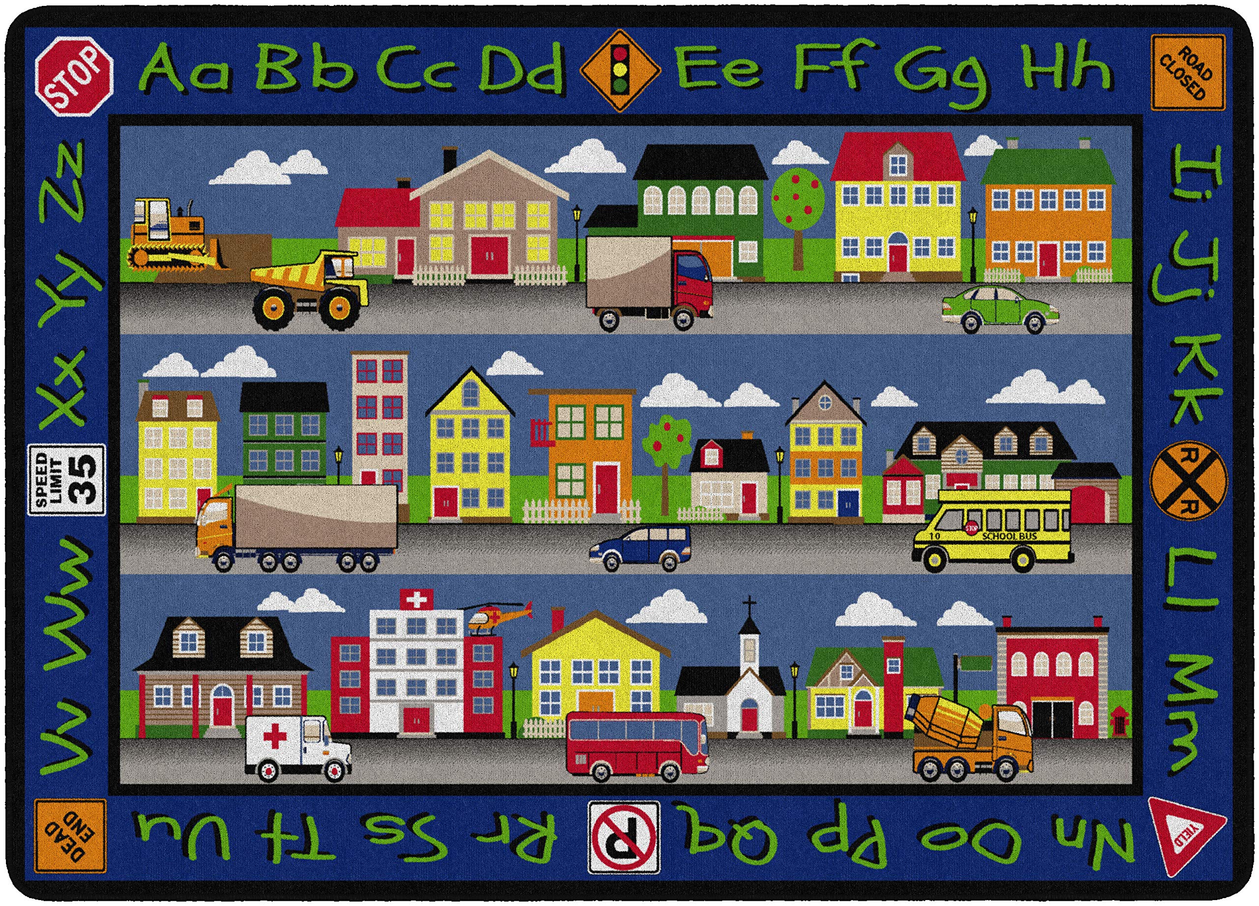 Flagship Carpets Our Town Educational Area Rug for Kids - 6' x 8'4